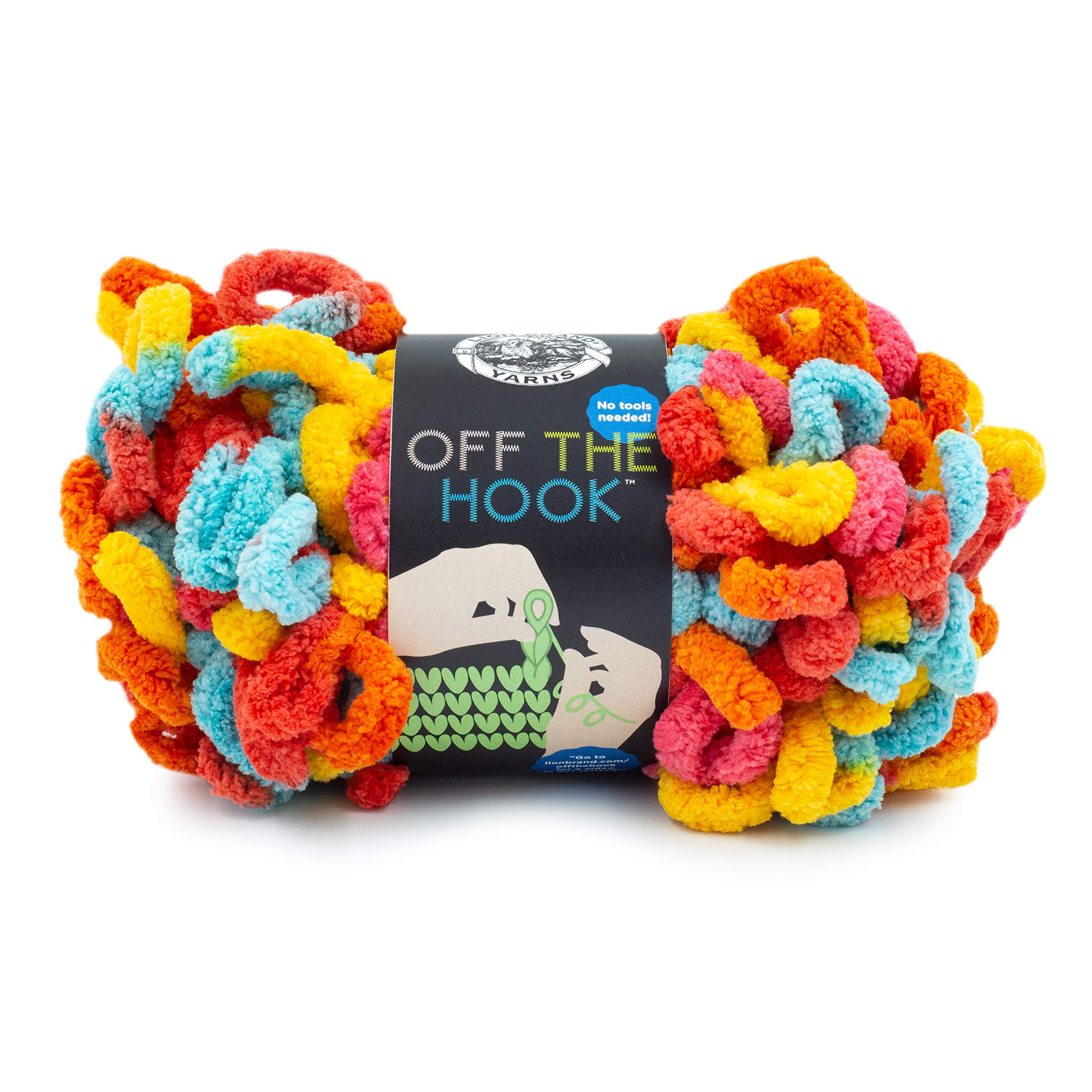 (1 Skein) Lion Brand Yarn Off The Hook Bulky No Needle, Sunrise
