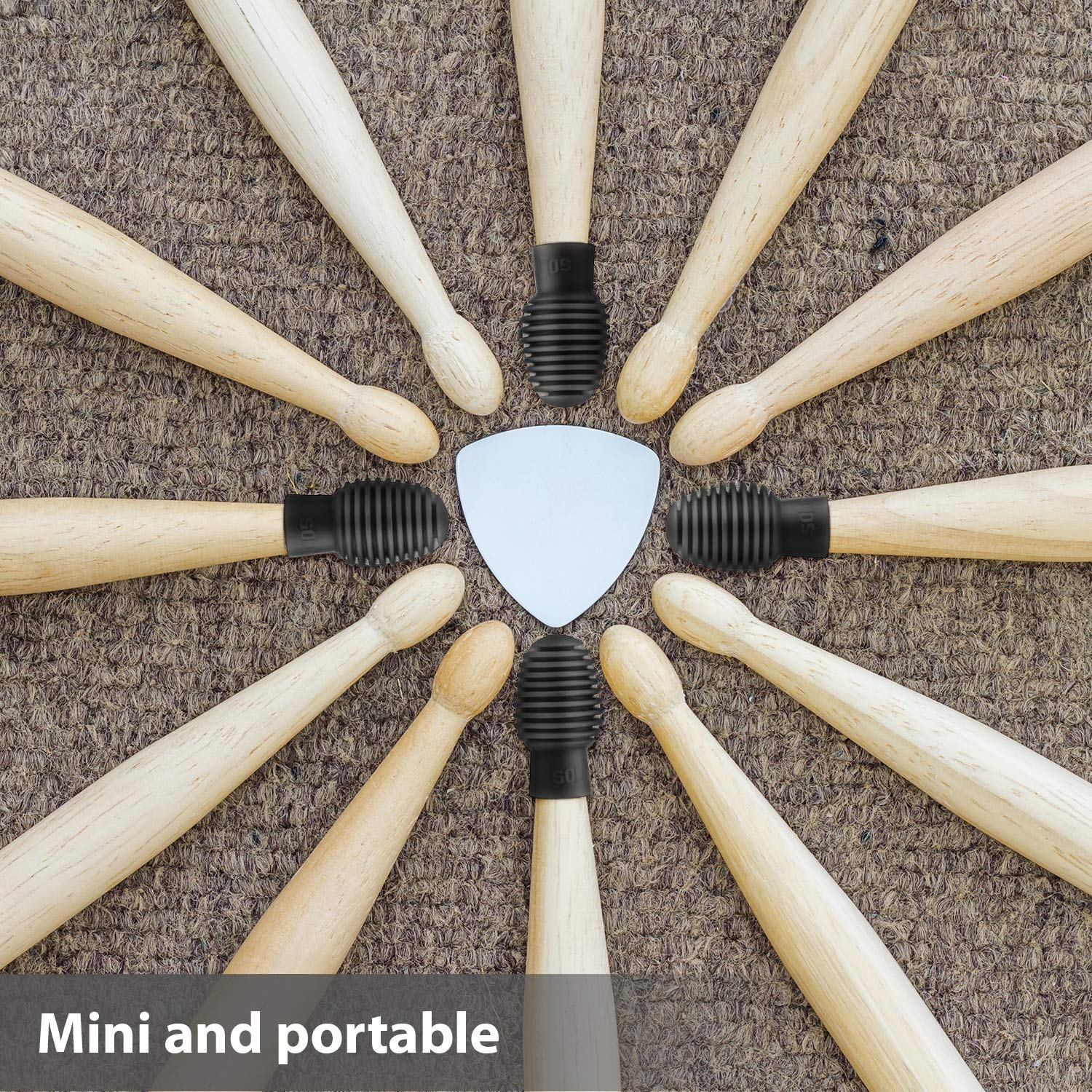 8 Pieces Drum Mute Drumstick Silent Tip Drum Dampener Accessory Rubber Practice Percussion Tips Mute Replacement Drum Practice Tips (Black And Grey)