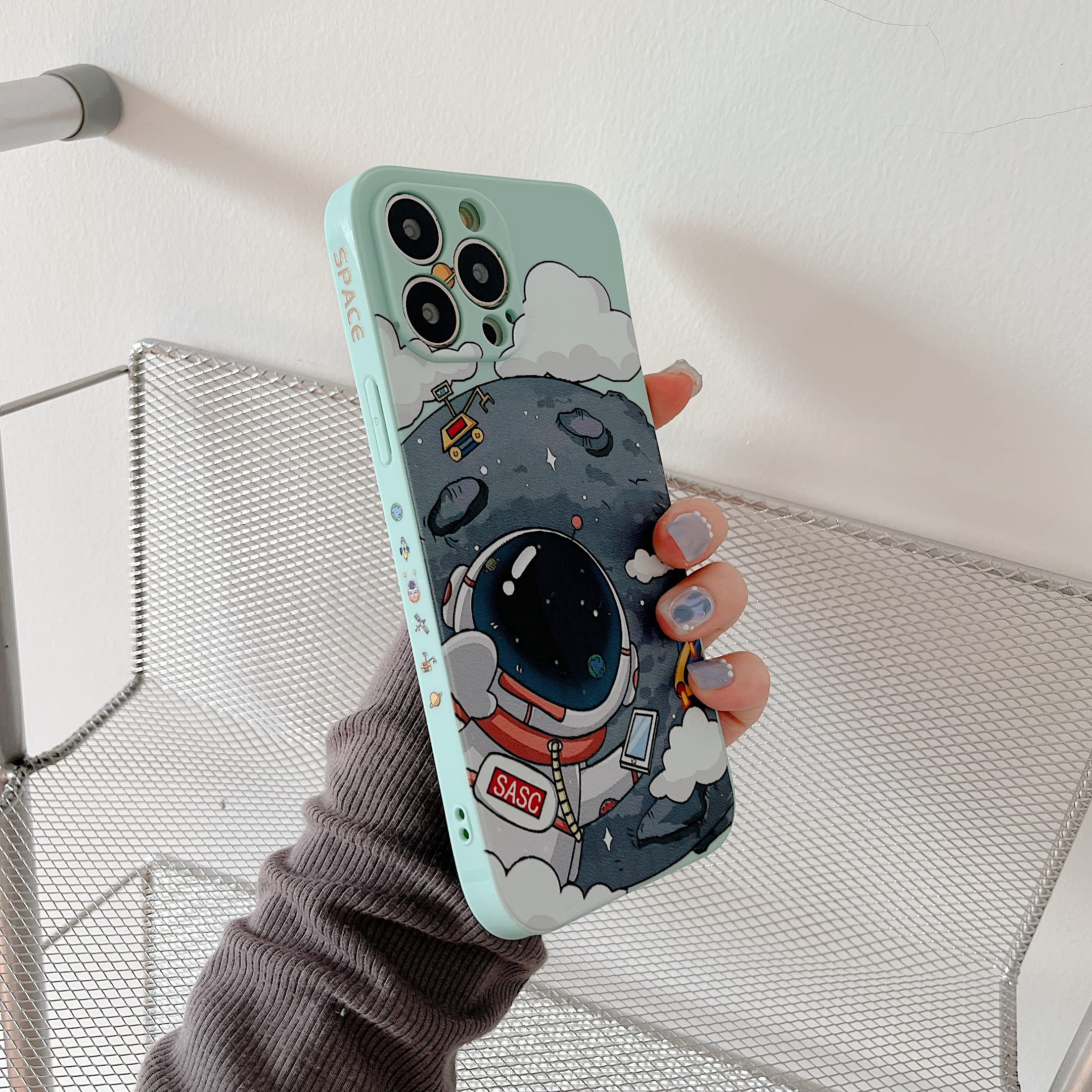 Yonds Queen For Iphone 12 Pro Cute Case, Cool Cartoon Astronaut Planet Moon Space Design Stylish Soft Tpu Bumper Shockproof Anti