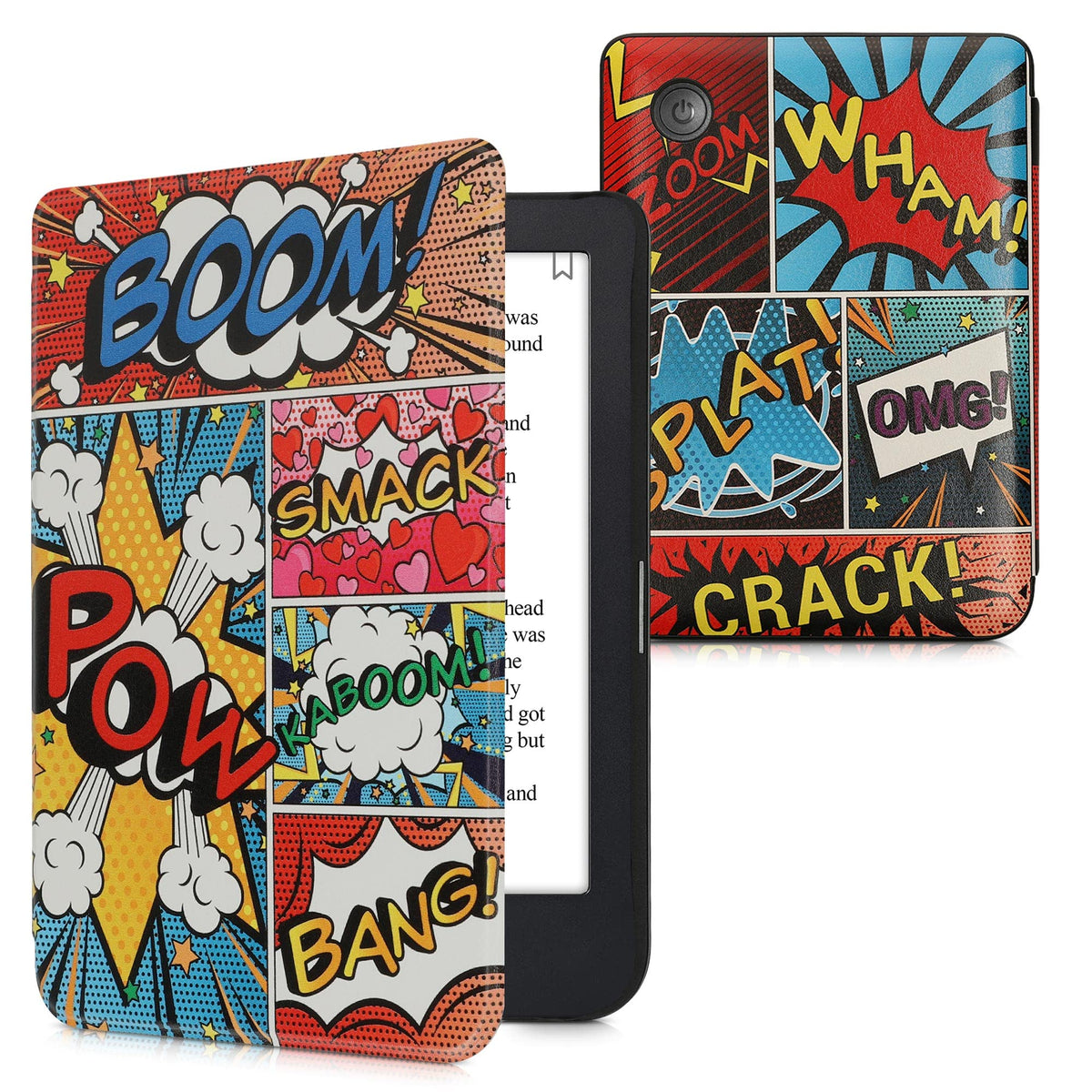 Kwmobile Case Compatible With Kobo Clara 2E / Tolino Shine 4 Case   Ereader Cover   Comic Book Symbols Multicolor