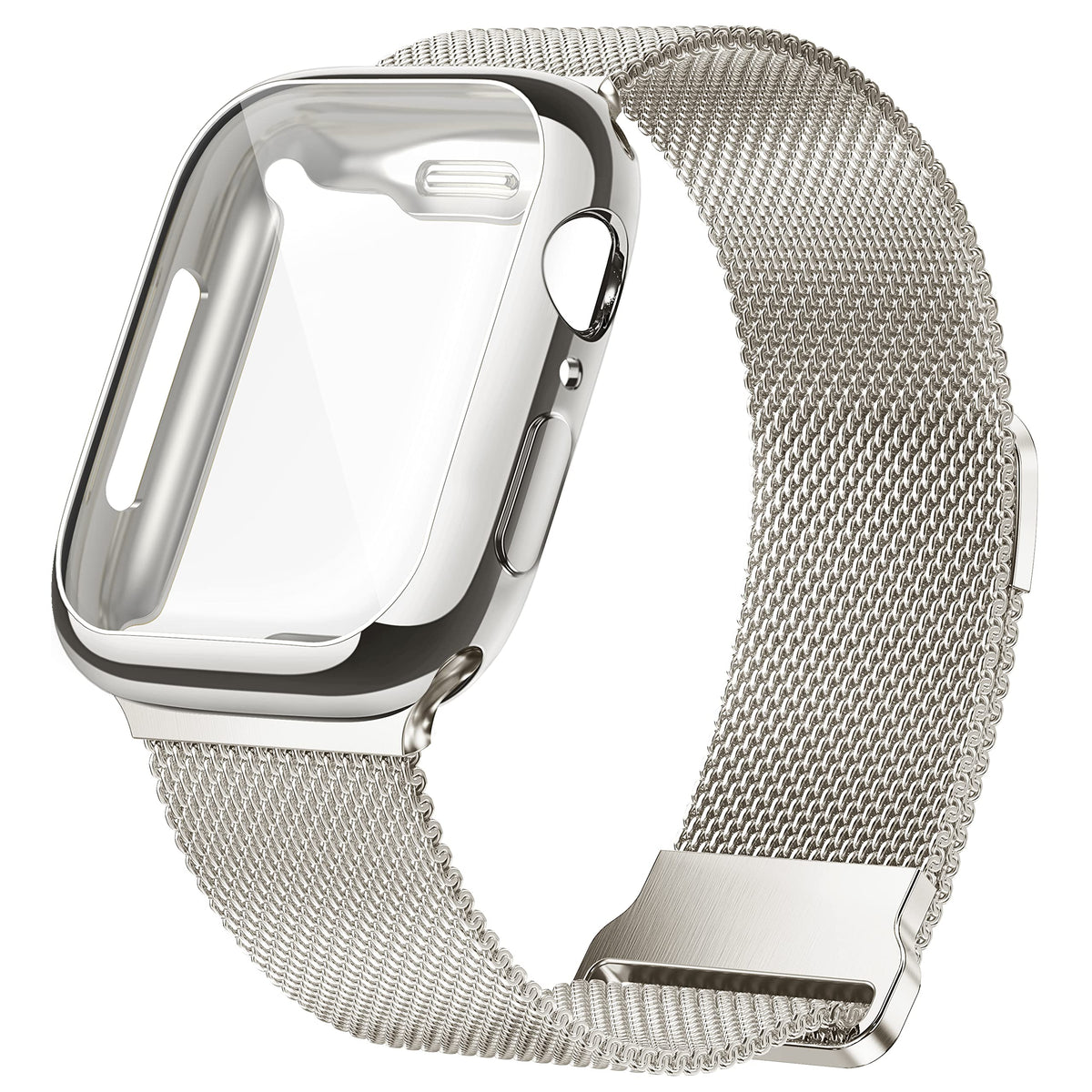 Geoumy Metal Magnetic Bands Compatible For Apple Watch Band 38Mm With Case, Stainless Steel Milanese Mesh Loop Replacement Strap
