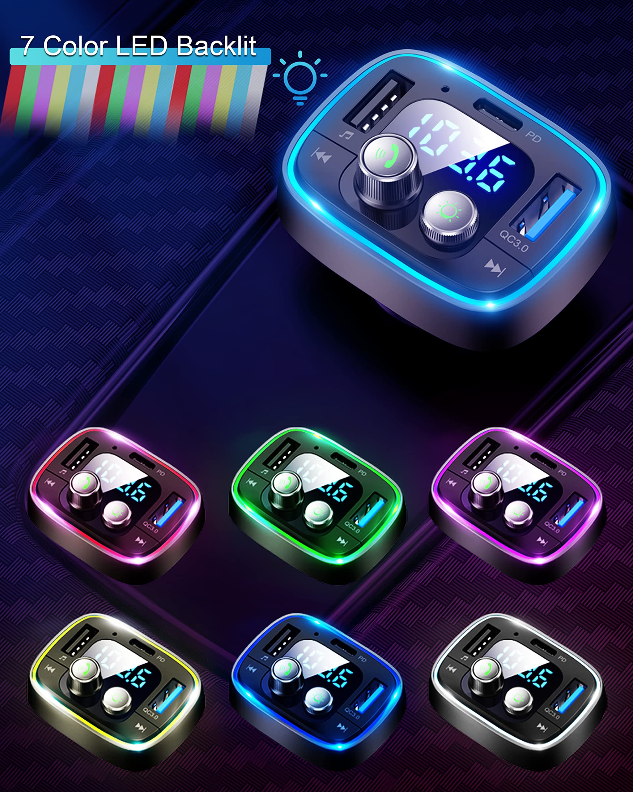 Lihan Usb C Bluetooth Adapter For Car, Aux Wireless Fm Radio Transmitter, Handsfree Calling & Audio Receiver, Mp3 Music Player,