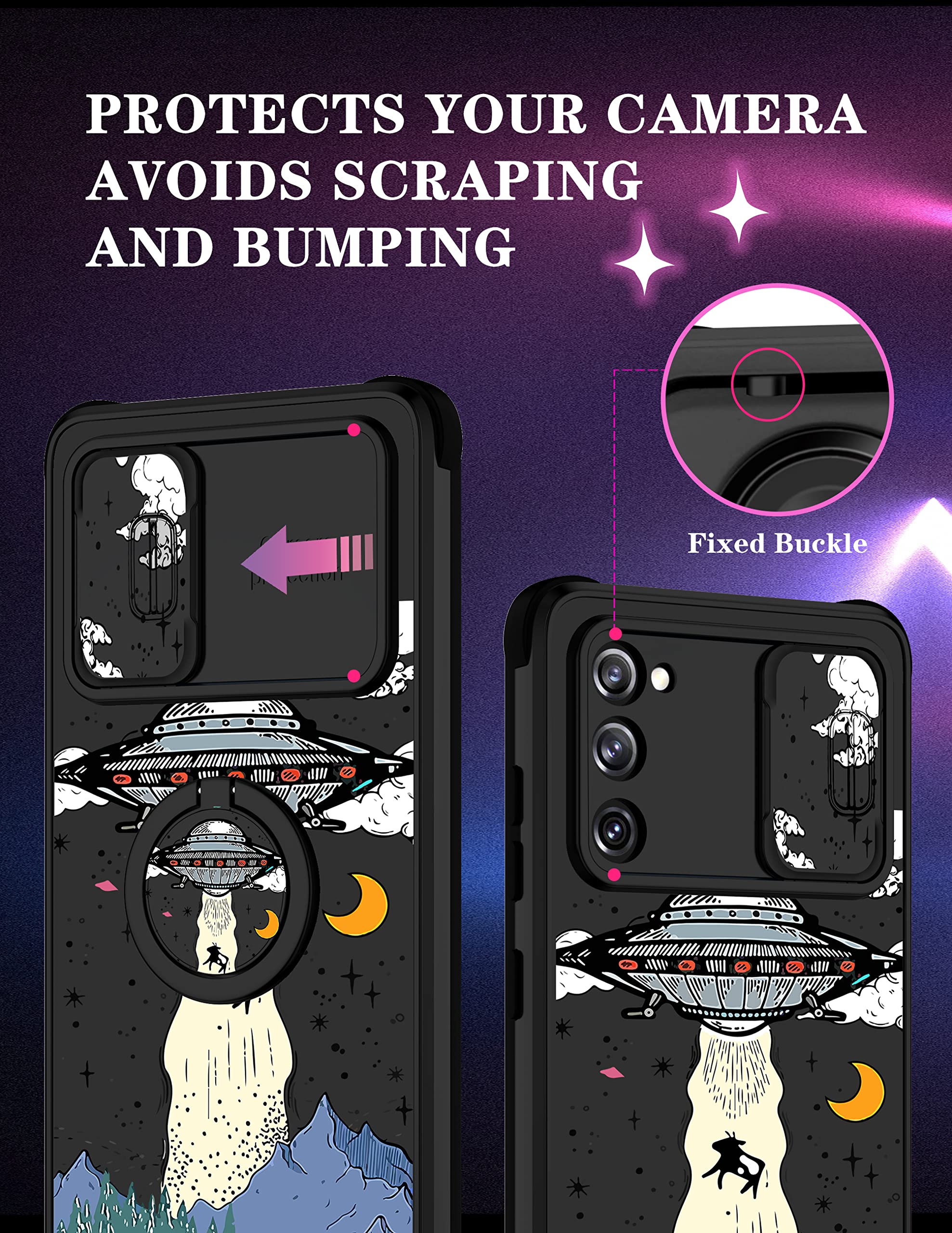 Goocrux [2In1 For Samsung Galaxy S20 Fe 5G Case For Women Men Girls Cute Ufo Phone Cover Fashion Aliens Universe Pattern Design