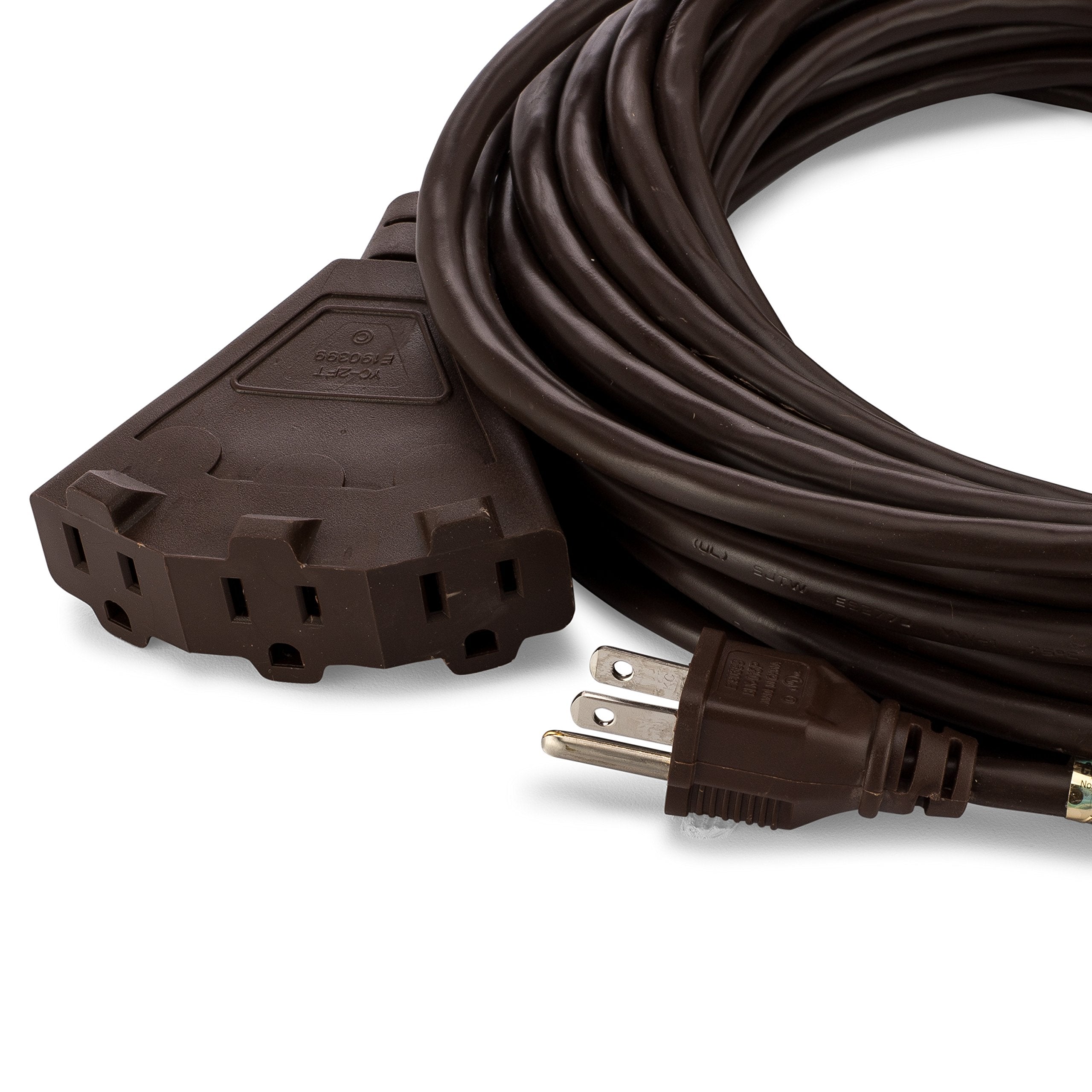 Holiday Lighting Outlet 50 Foot Brown Outdoor Extension Cord | 3 Prong Outdoor & Indoor Outlet Splitter | Perfect For Landscape