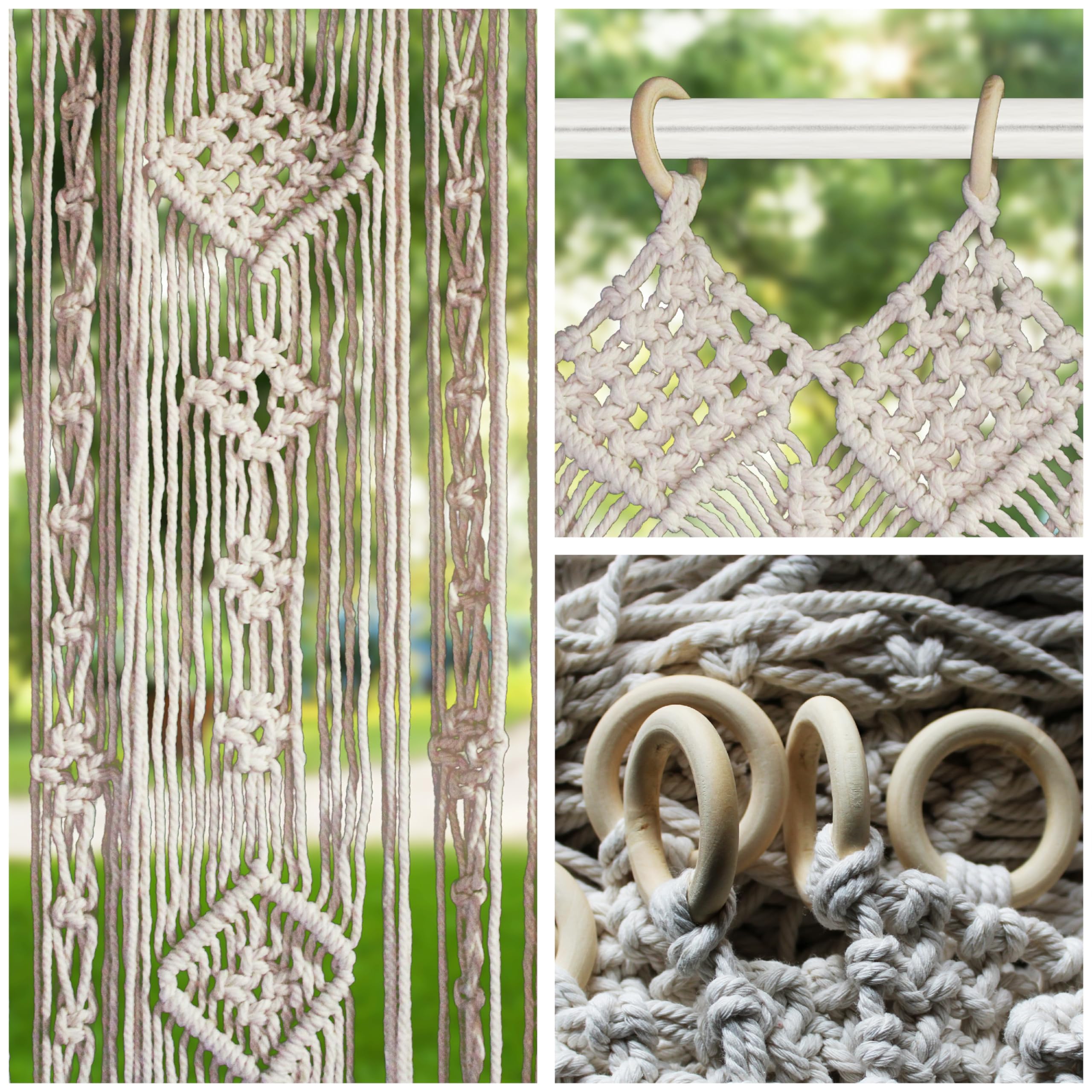 Transcosy Macrame Curtain Boho Doorway Curtains,Handmade String Backdrop Panel Hippie Door Hanging Wedding Decor Arch Curtain Ro