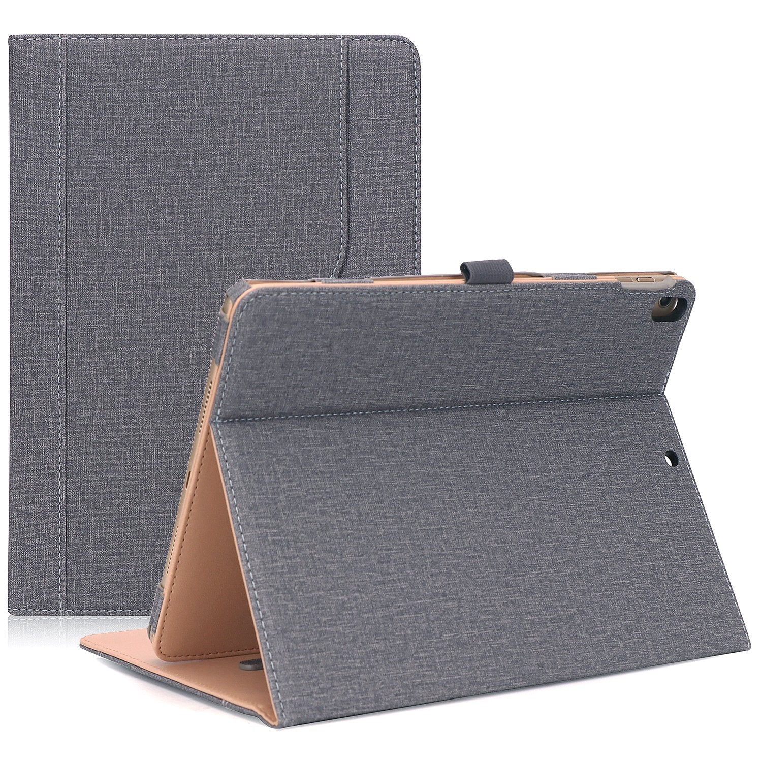 Procase Case For Ipad Air (3Rd Gen) 10.5' 2019/Ipad Pro 10.5' 2017, Vintage Pu Leather Stand Folio Cover For Ipad Air 3/Ipad Pro 10.5 Inch Multiple Viewing Angles With Pencil Holder  Grey