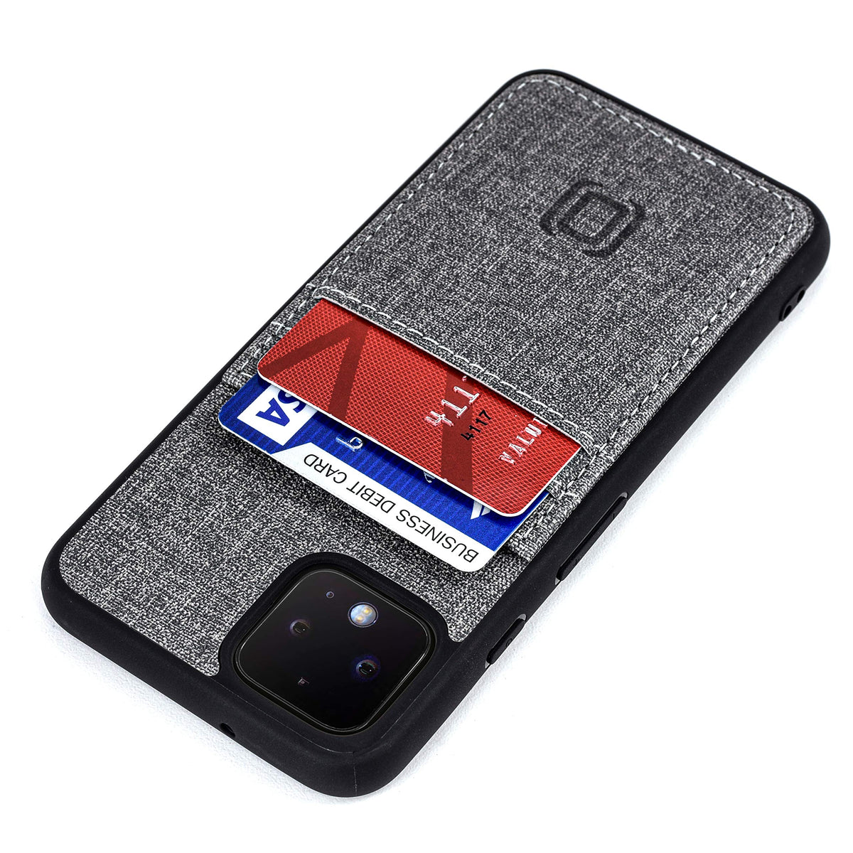 Dockem Luxe M2T Wallet Case For Google Pixel 4: Slim Tpu With Canvas Synthetic Leather: Card Case With Integrated Metal Plate For Magnetic Mounting