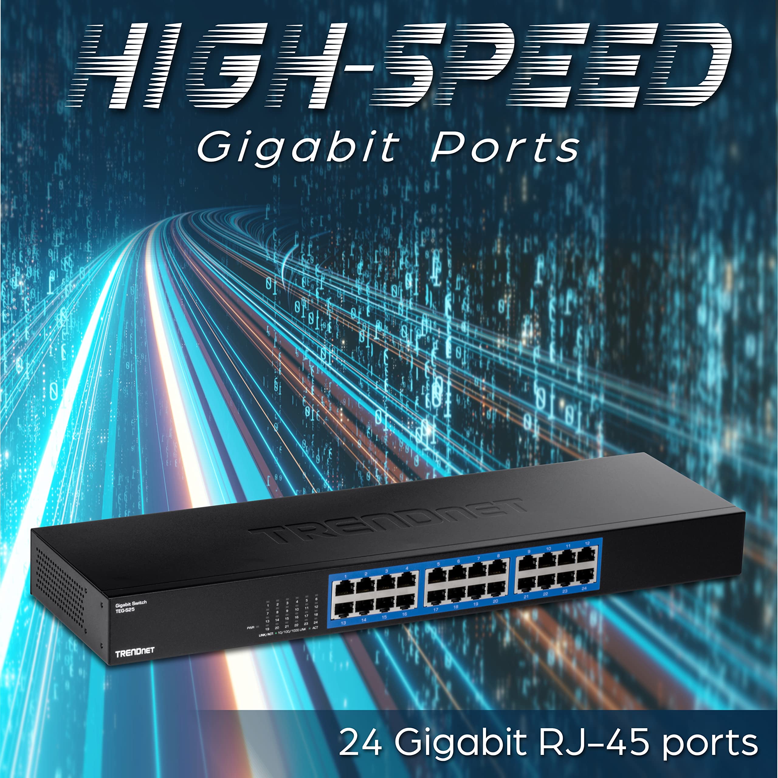 Trendnet 24-Port Gigabit Switch, Teg-S25, 24 X Gigabit Rj-45 Ports, 48Gbps Switching Capacity, Fanless Design, Metal Enclosure,