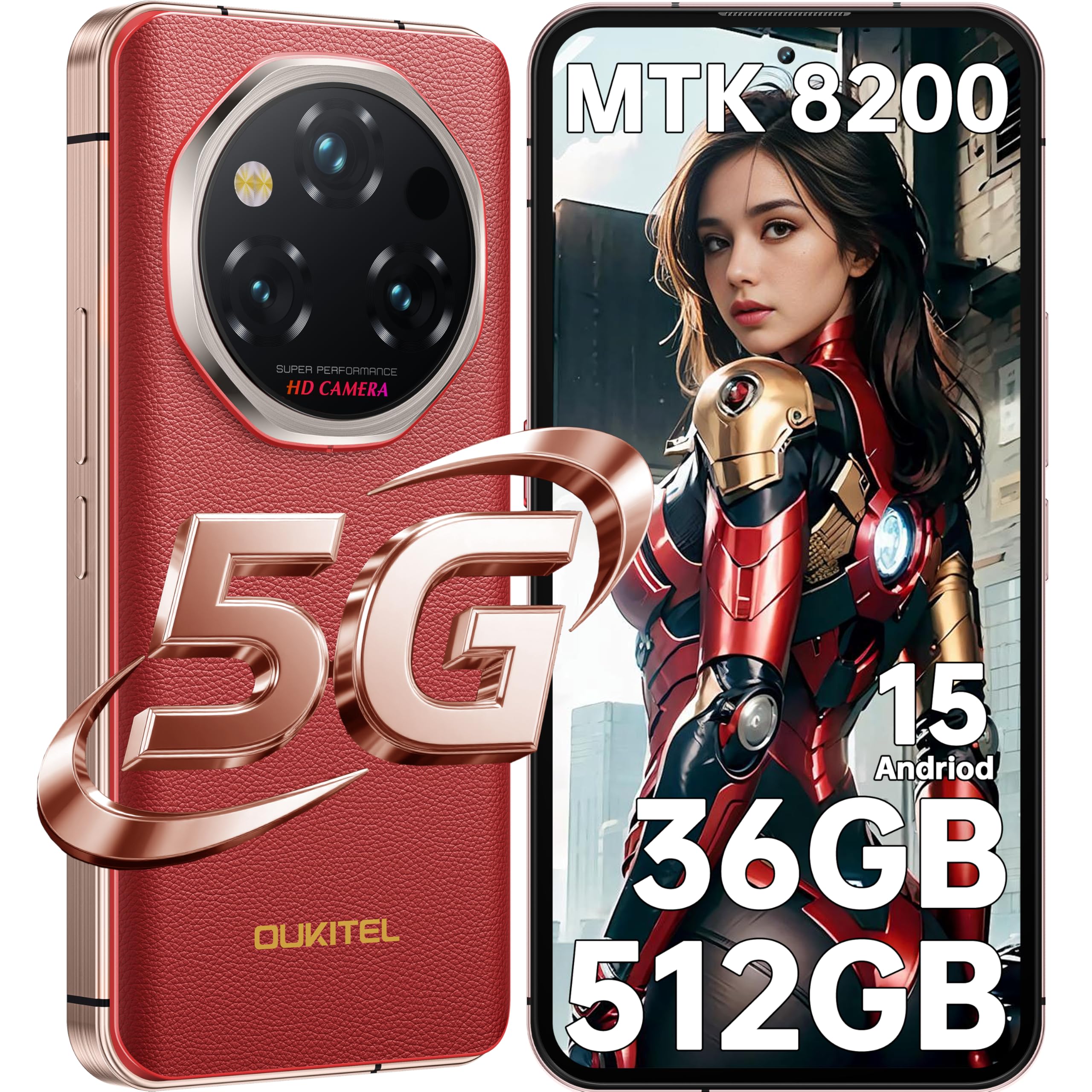 OUKITEL WP210 Rugged Smartphone Unlocked - Android 15 Cellphone, 36GB+512GB Rugged Phones, 6.7 FHD+ AMOLED, MTK Dimensity 8200, 