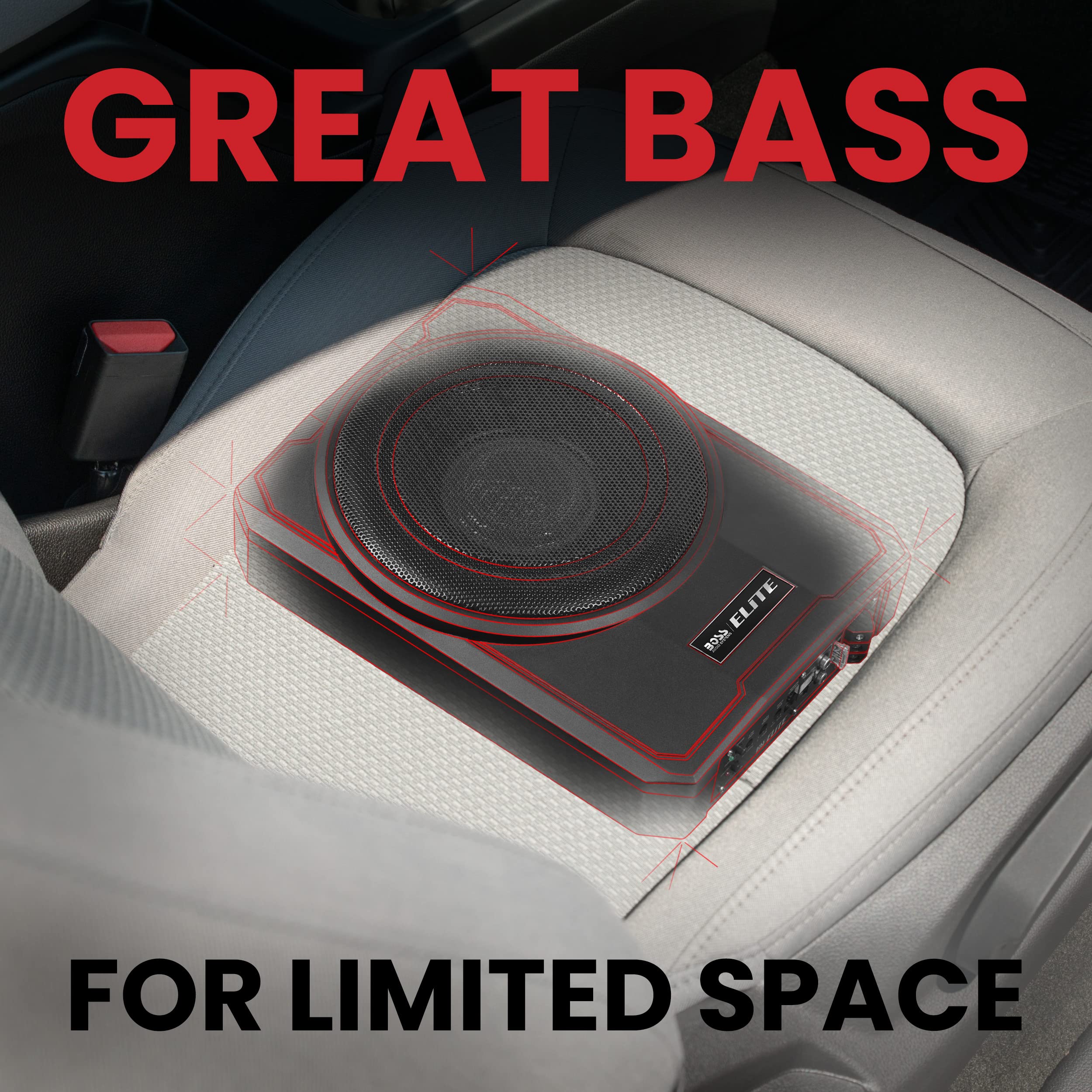 Boss Audio Systems Slim10 Elite Series 10 Inch Powered Car Subwoofer   Low Profile, Remote Subwoofer Control, Built In Amp, Unde