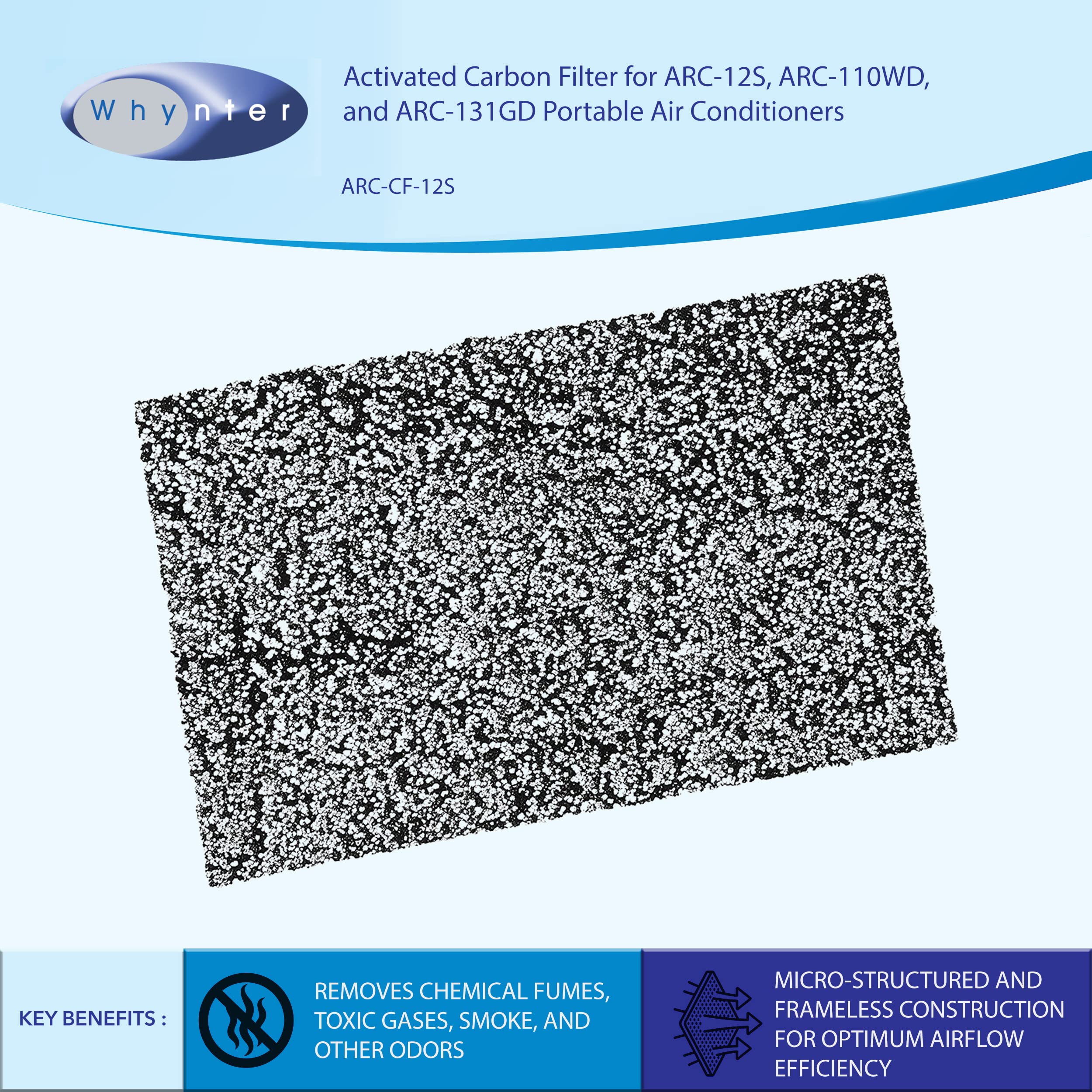 Whynter Arc Cf 12S Filter Replacement For Portable Air Conditioner Model Arc 12S Arc 110Wd Arc 131Gd, 1 Count (Pack Of 1), Black