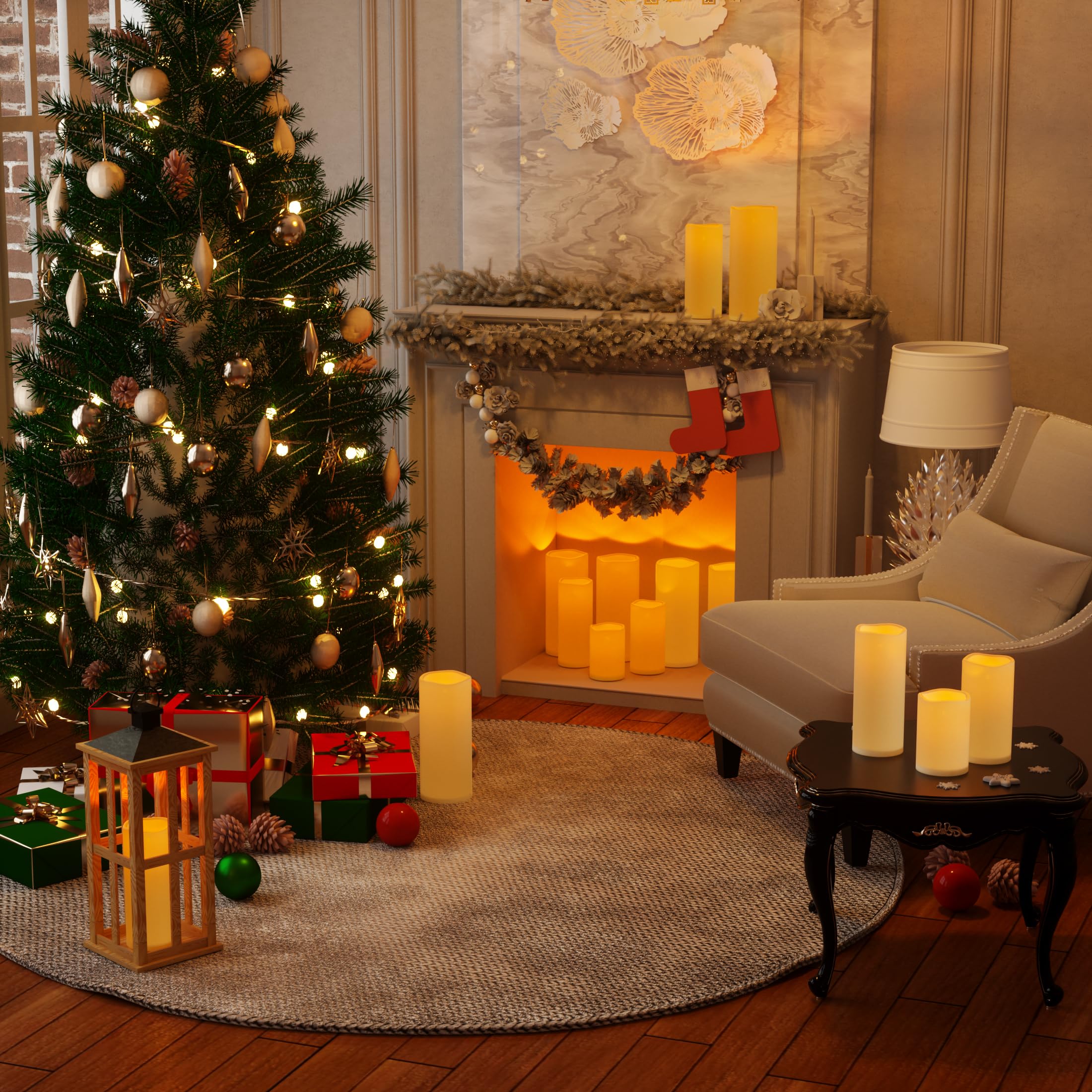 Yongmao 12'' X 5'' White Large Waterproof Outdoor Flameless Candles Battery Operated Led Flickering Pillar Candles With Remote A