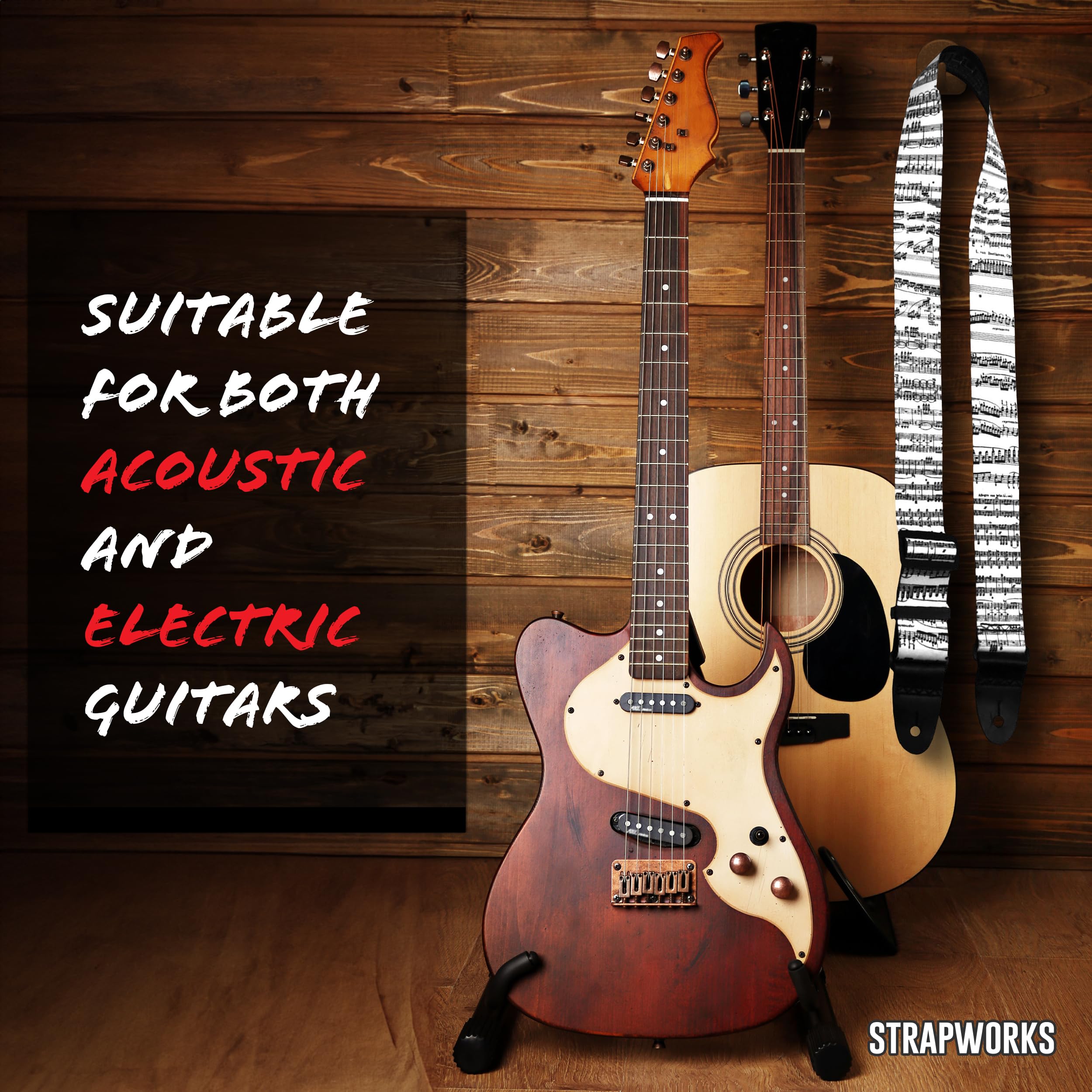 Killer-Q Guitar Strap - Stylish Straps For Electric And Acoustic Guitars With Leather Tabs, 2 Inches X 5 Feet, I Plead The 5Th