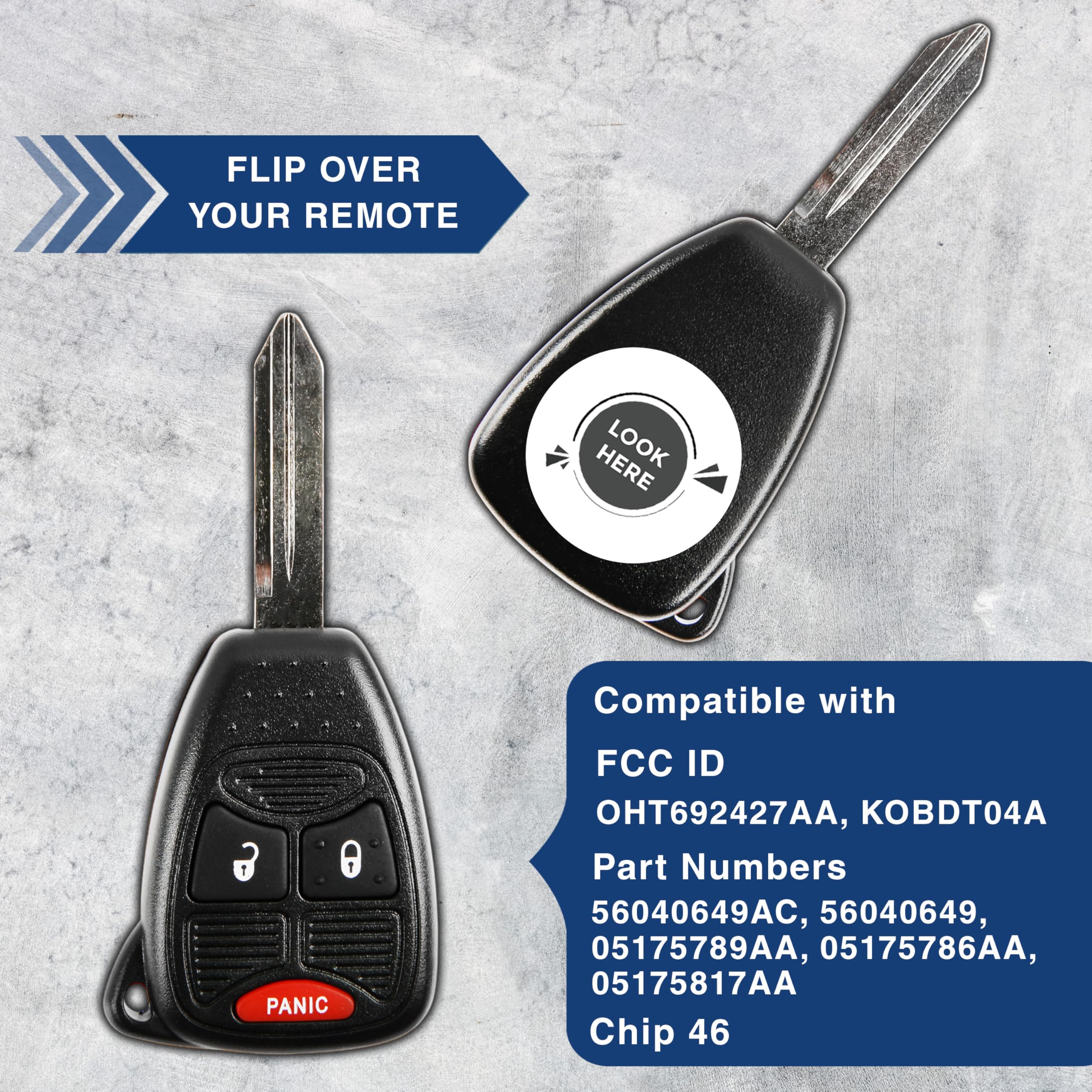 Keylessoption Keyless Entry Remote Control Car Key Fob Replacement For Oht692427Aa Kobdt04A (Pack Of 2)