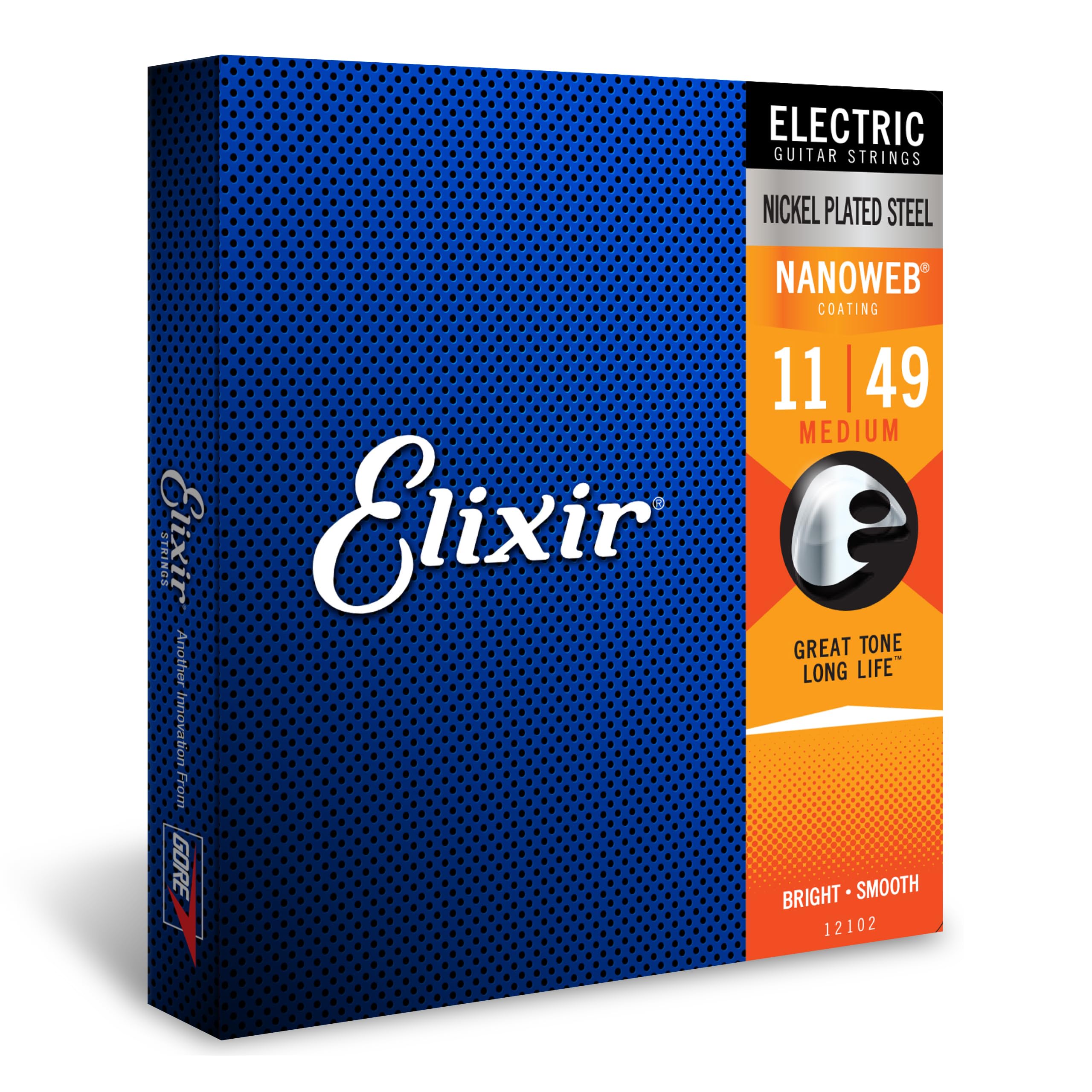 Elixir Strings, Electric Guitar Strings, Nickel Plated Steel With Nanoweb Coating, Longest Lasting Bright Tone With Comfortable