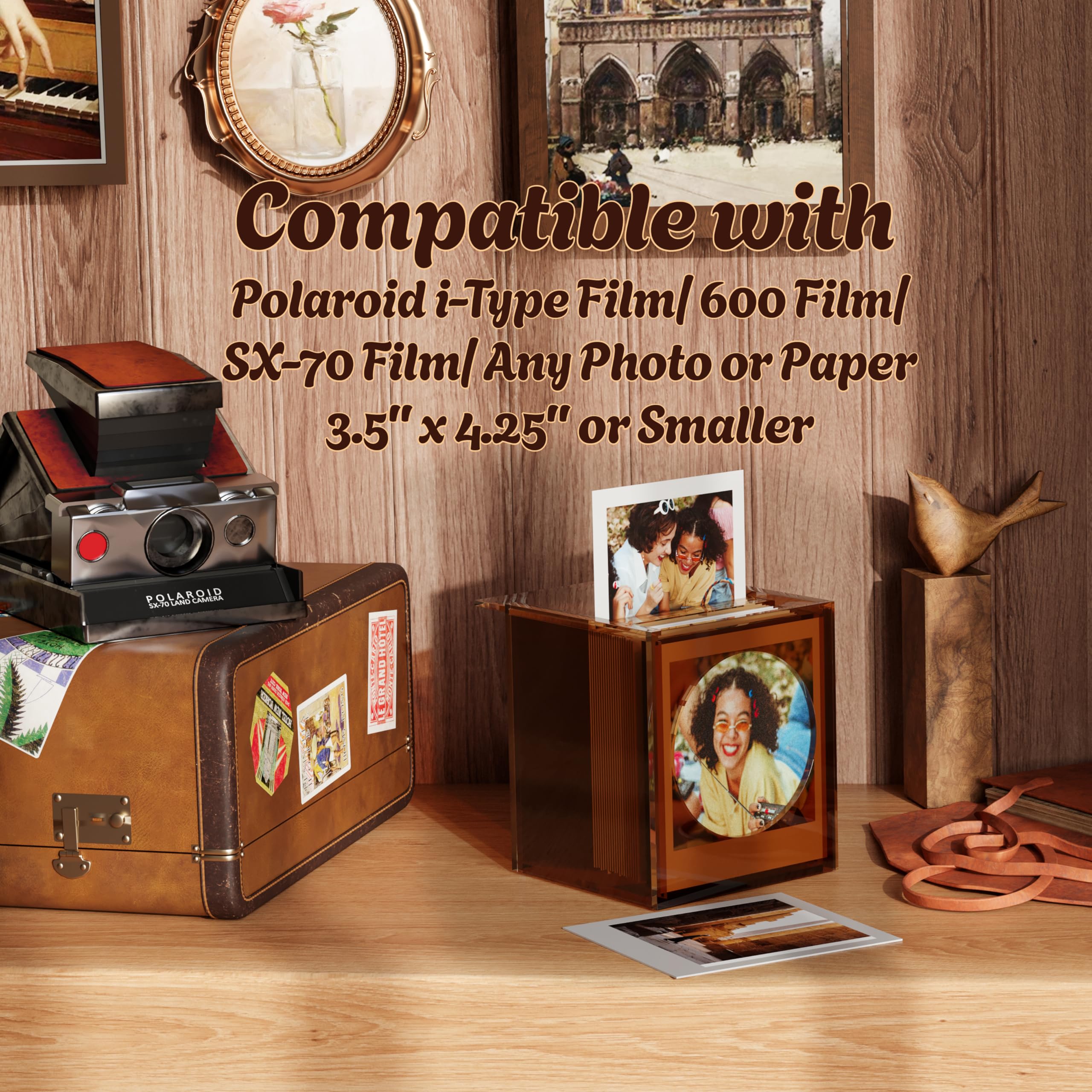 Winkine Acrylic Polaroid Frame & Photo Storage Box For Polaroid I Type/600/Sx 70 Film, Polaroid Film Picture Frame 4.2X3.5, Pola