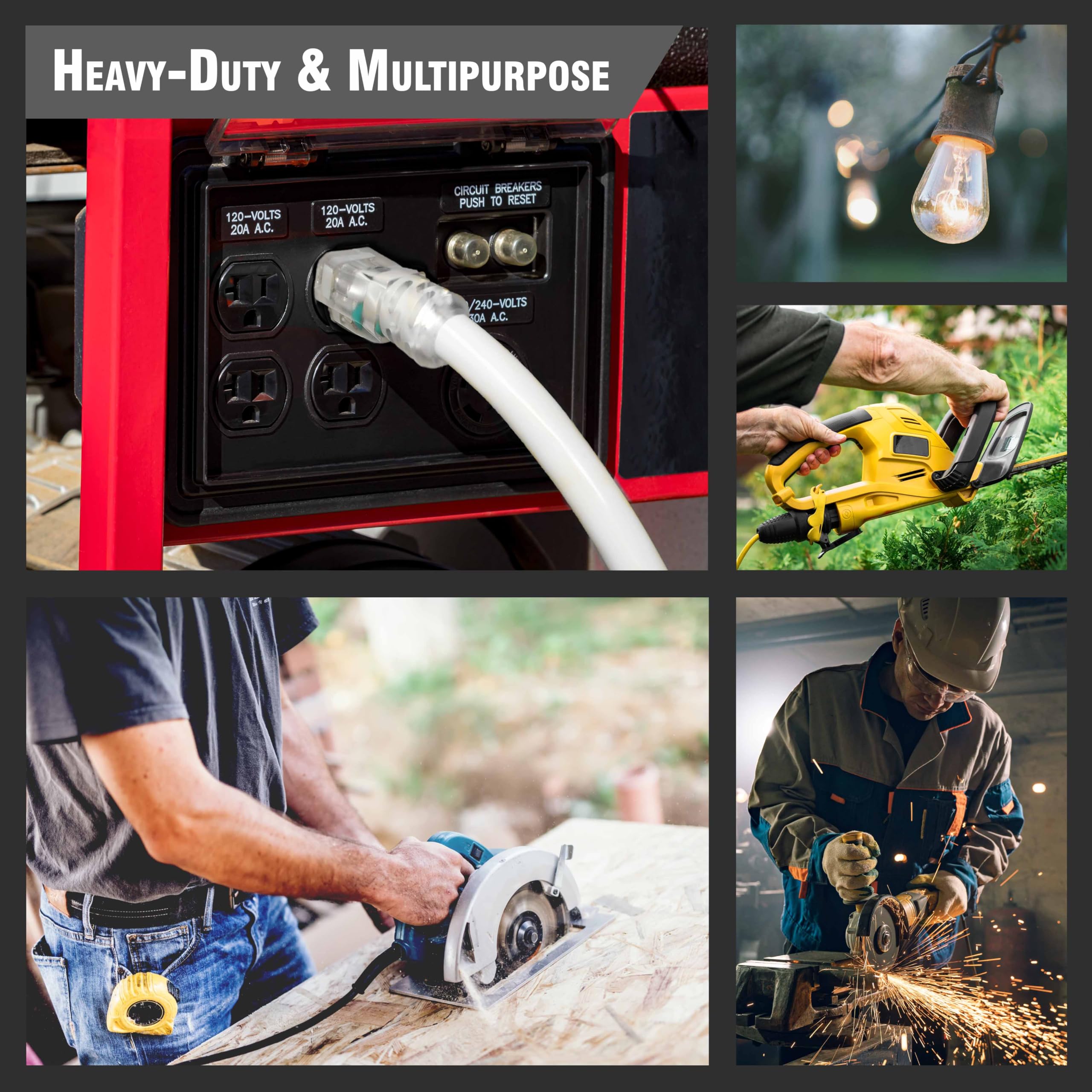 6 Ft   12 Gauge Heavy Duty Extension Cord   3 Outlet Lighted Sjtw   Indoor/Outdoor Extension Cord By Watt'S Wire   6' 12 Gauge G