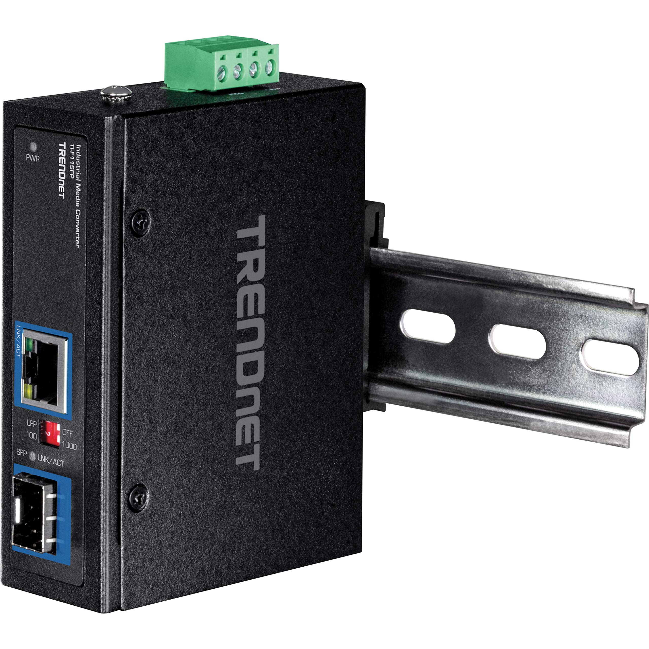 Trendnet Hardened Industrial 100/1000 Base T To Sfp Media Converter, Din Rail And Wall Mount Hardware Included, Multi Or Single Mode Fiber, Power Supply Sold Separately, Black, Ti F11Sfp