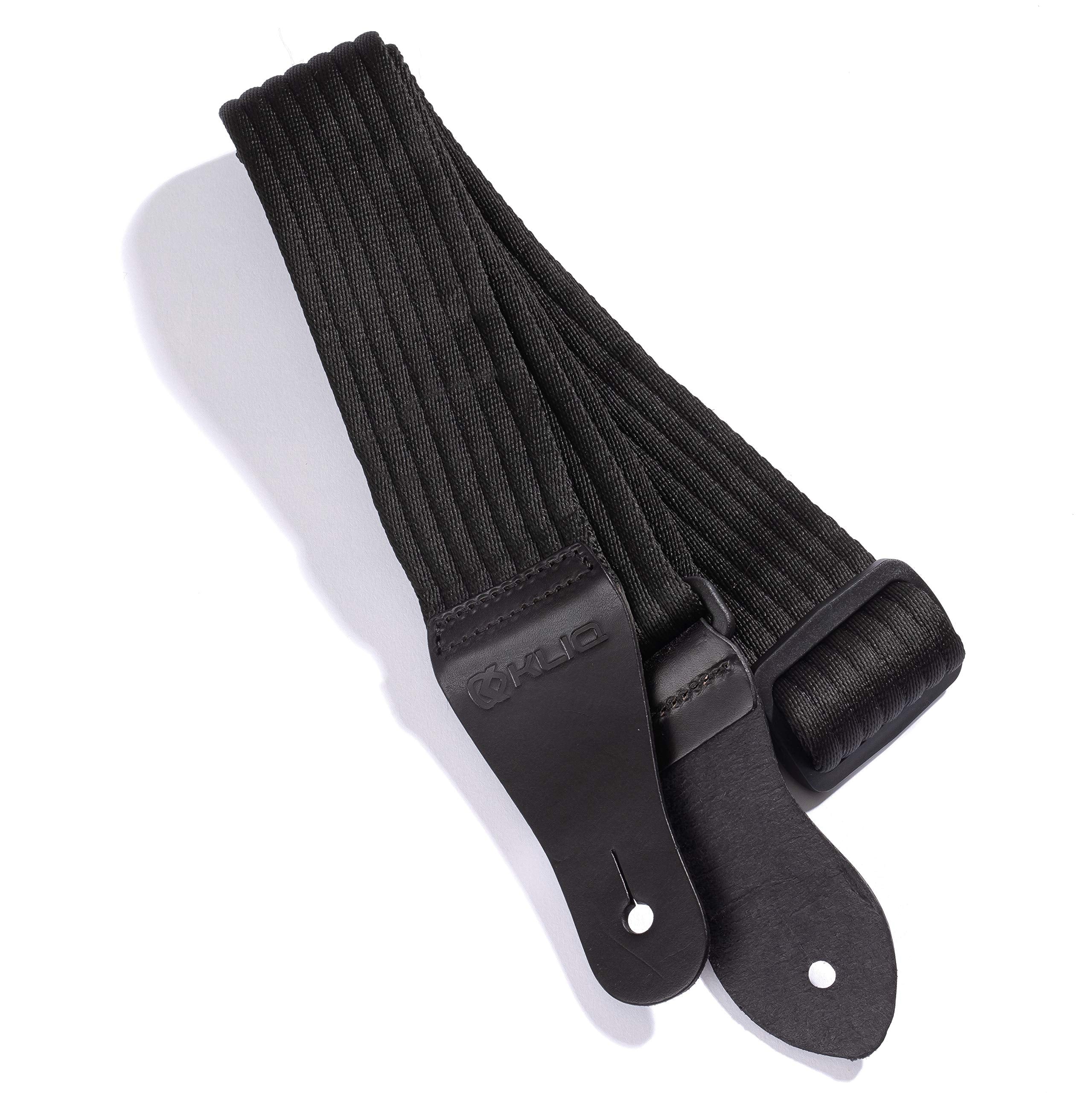 Kliq Vintage Woven Guitar Strap For Acoustic And Electric Guitars (Simple Woven, Black)