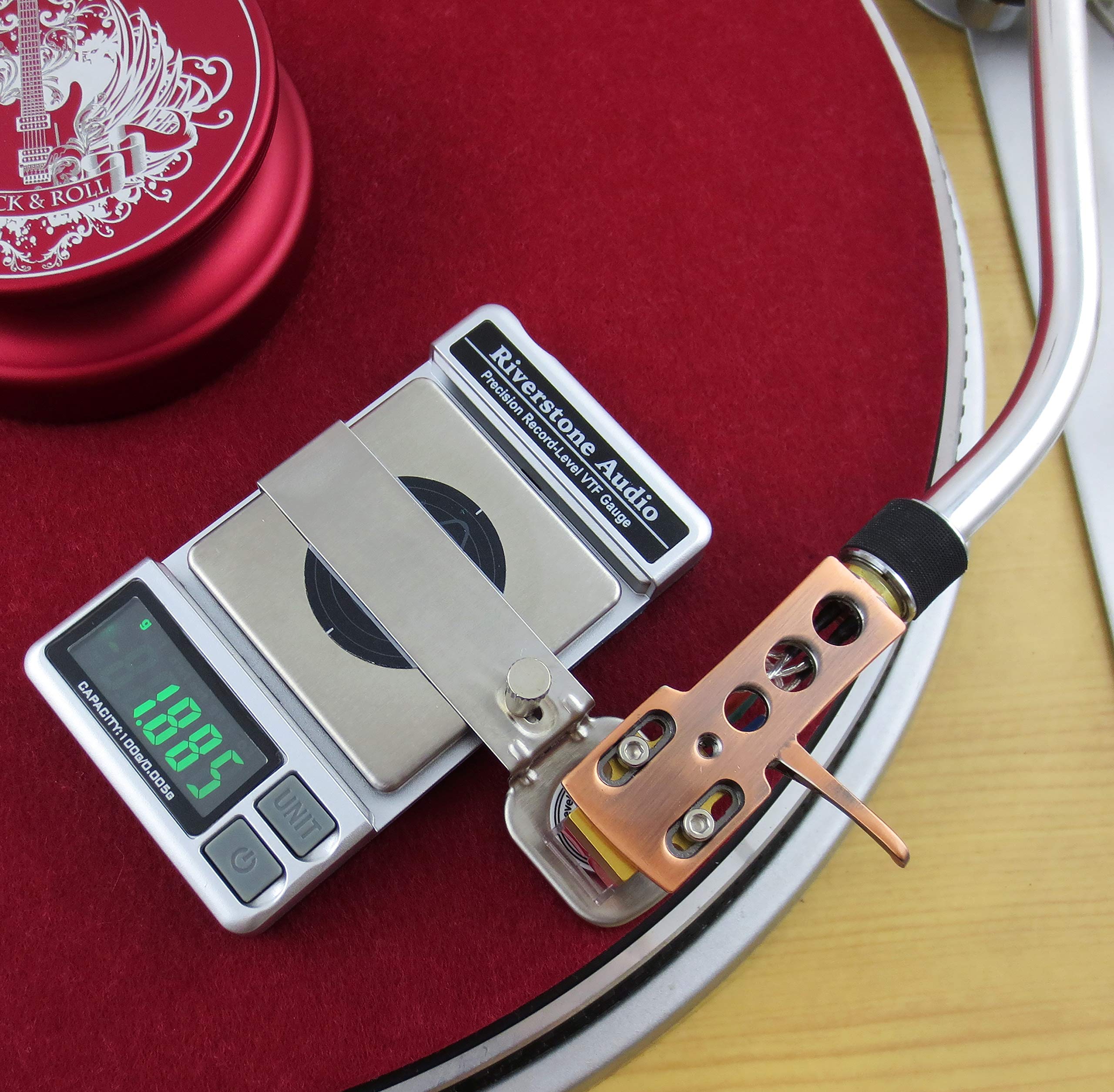 Riverstone Audio Precision Record Level Turntable Stylus Tracking Force Pressure Gauge/Scale 100G, 0.005G Resolution (Silver)