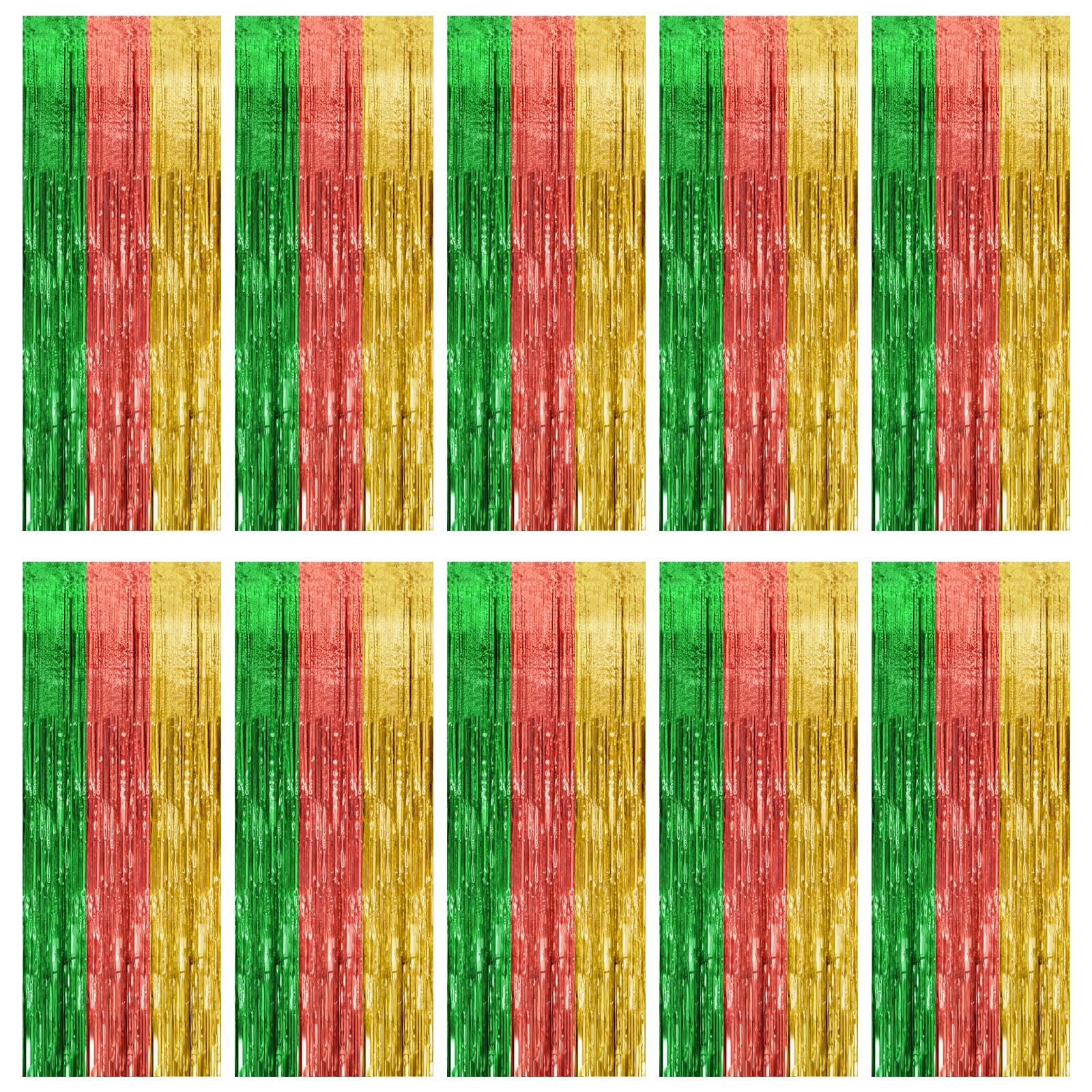 10 Pack Hawaii Party Backdrop Decorations Vibrant Summer Streamers Foil Fringe Curtains Metallic Tinsel Backdrop for Birthday Gr