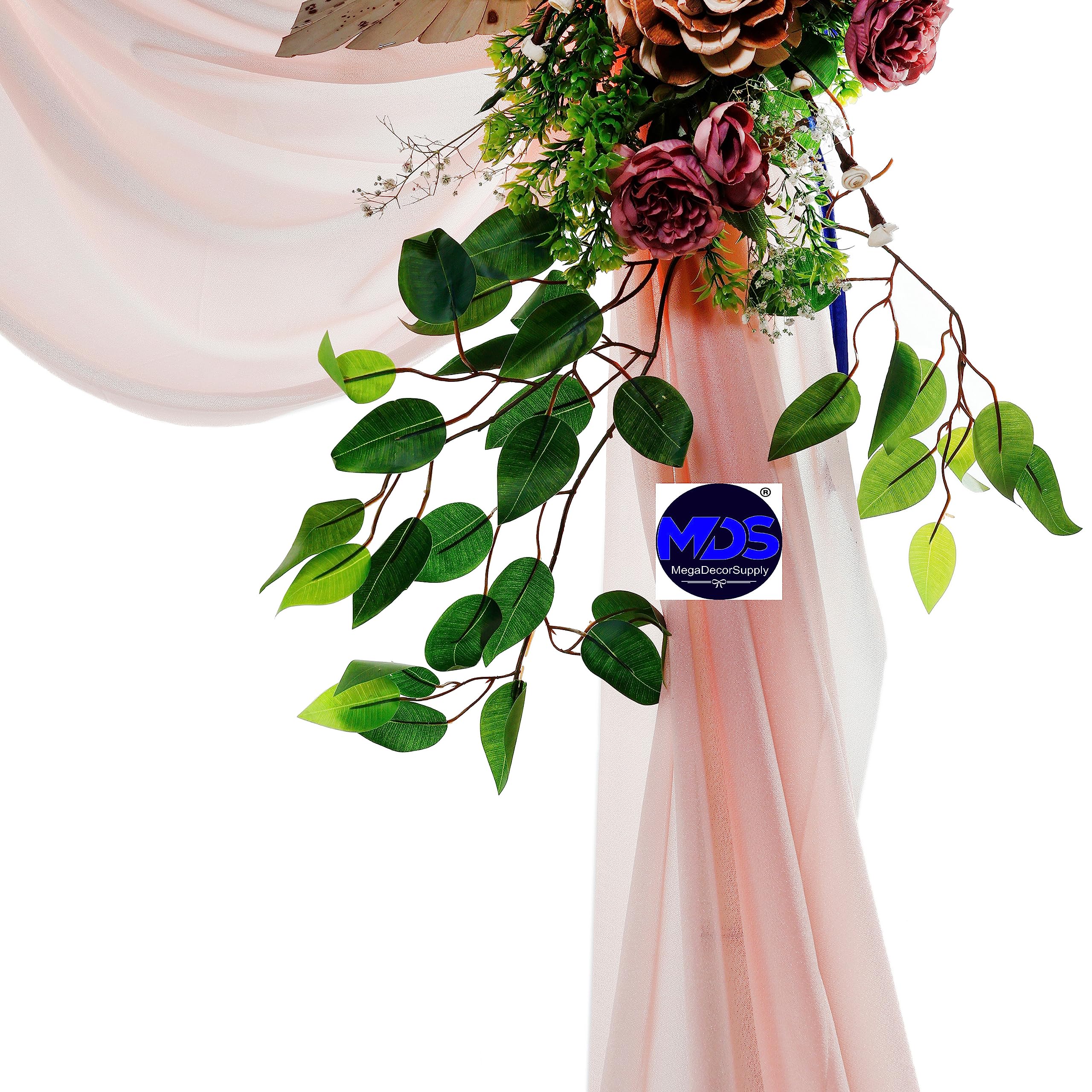 Mds Pack Of 1 Panels (30'' Width X 20Ft Long) Wedding Arch Draping Fabric Sheer Chiffon Fabric Drapery For Wedding Ceremony Rece