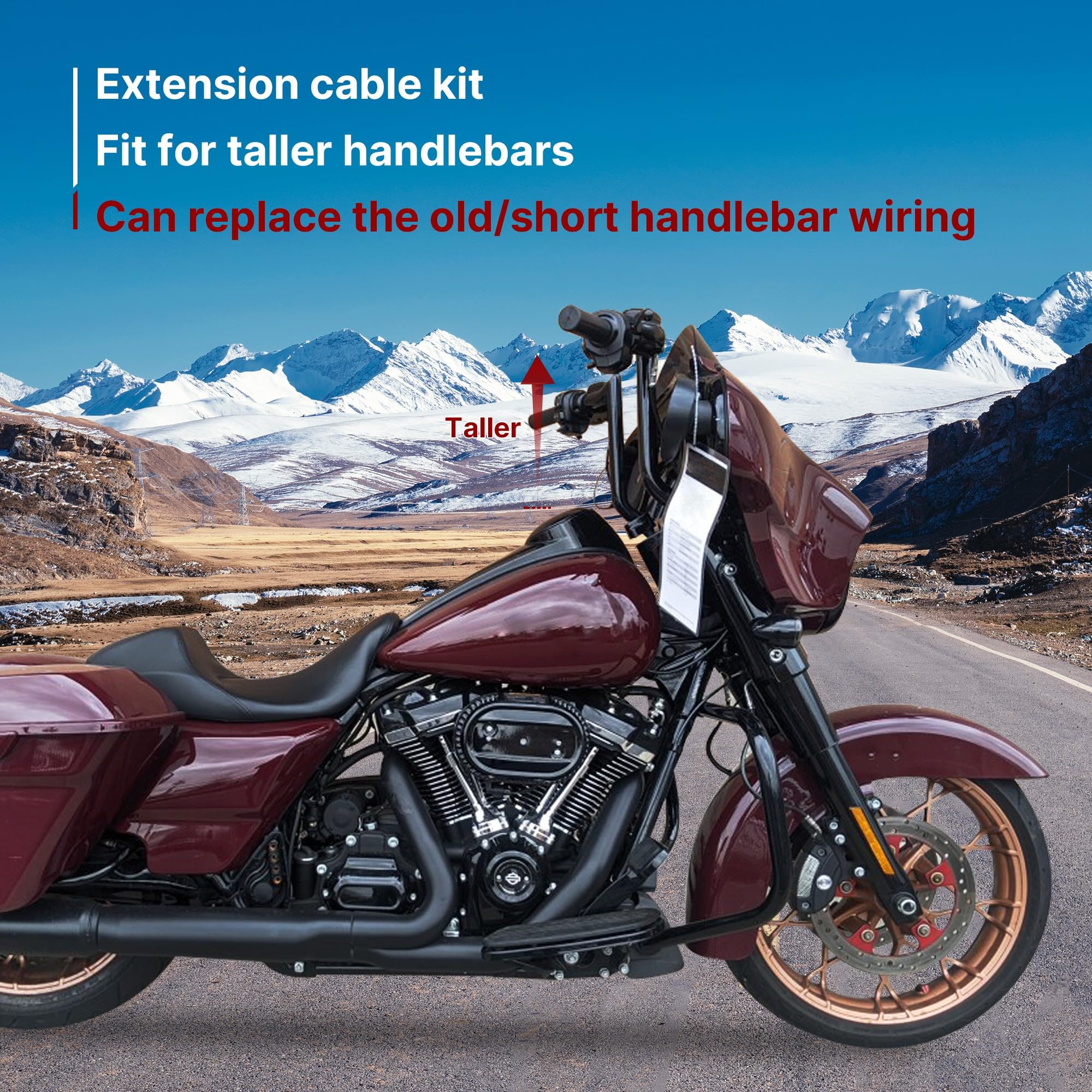 Tigersgate 2000-2006 Touring No Abs 14  Ape Hangers Cables Kit Extended Clutch Cable & Throttle & Idle Cables & Brake Line & Can