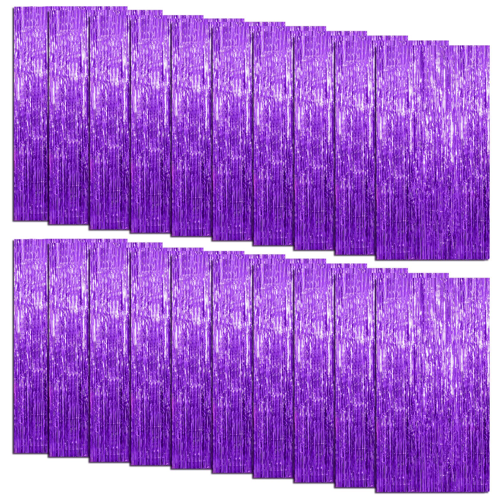 20 Pack Foil Curtain Backdrop Purple Metallic Tinsel Foil Fringe Curtains Photo Booth Props for Birthday Wedding Engagement Baby