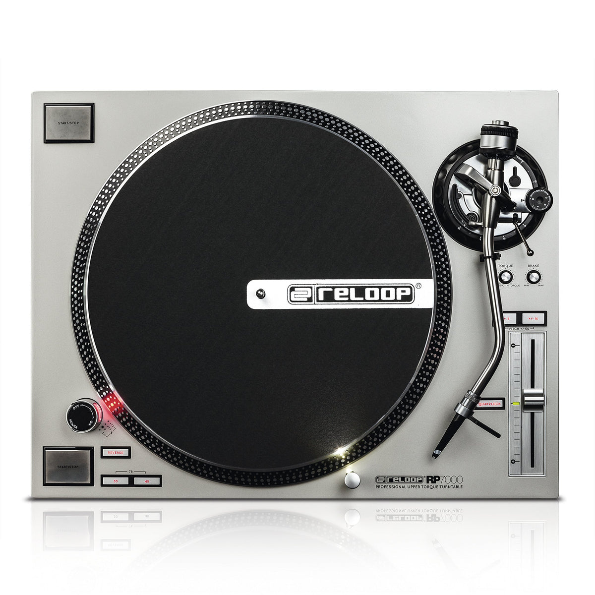 Reloop Rp-7000 Quartz Driven Dj Turntable With Upper-Torque Direct Drive, Silver (Rp-7000-Slv)