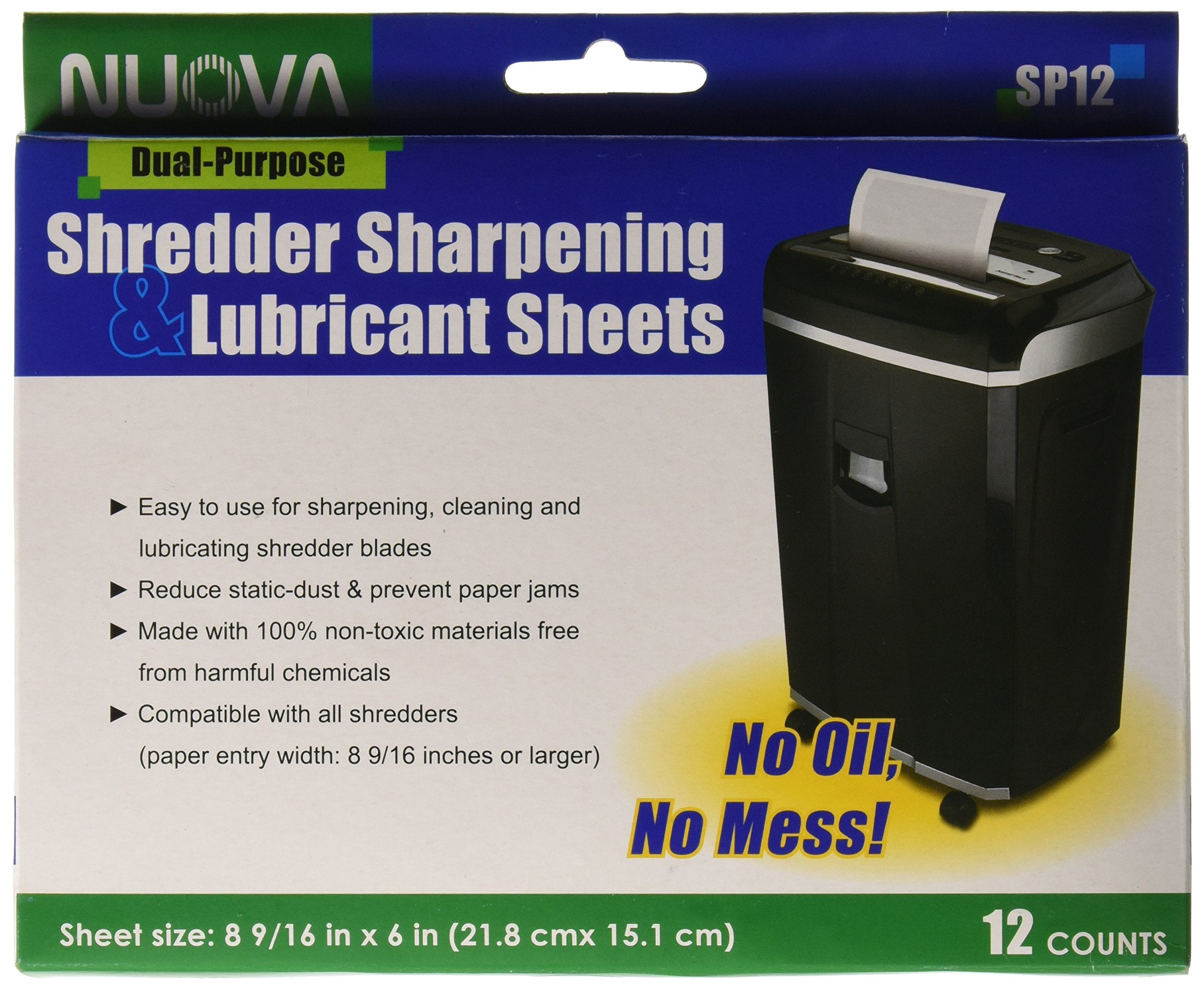 Nuova Sp12 Shredder Sharpening & Lubricant Sheets, 12 Count