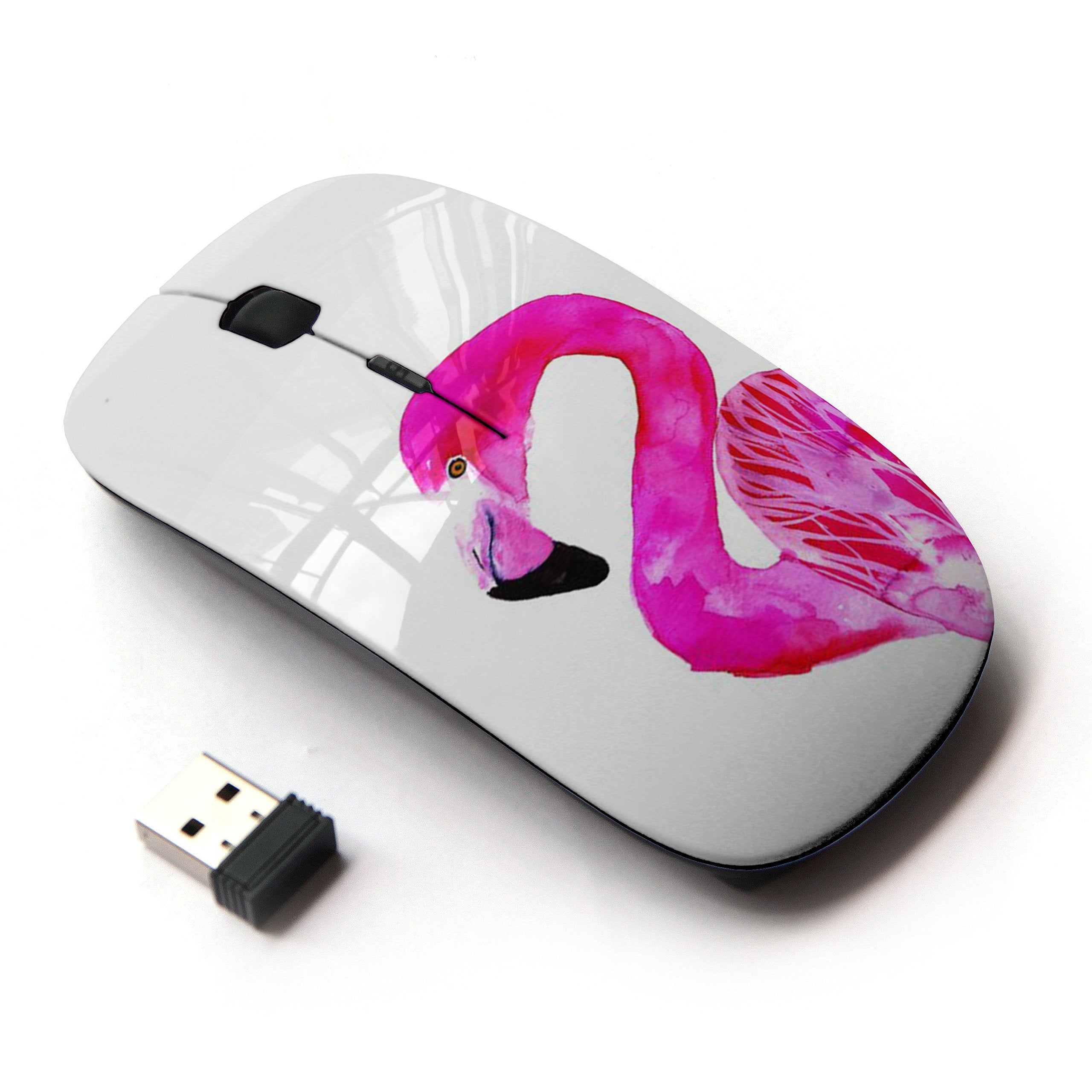Koolmouse [ Optical 2.4G Wireless Mouse [ Flamingo Pink White Bird Florida Watercolor ]