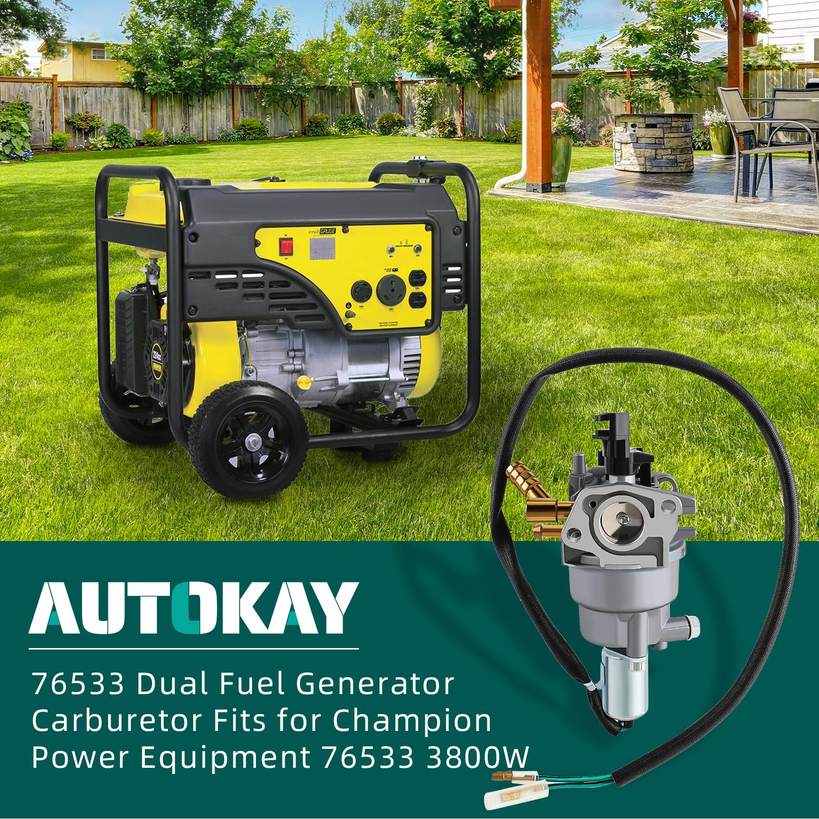 Autokay 76533 Dual Fuel Generator Carburetor Fits For Champion Power Equipment 76533 3800W 3500W 4750 Watt 100307 100397 100401