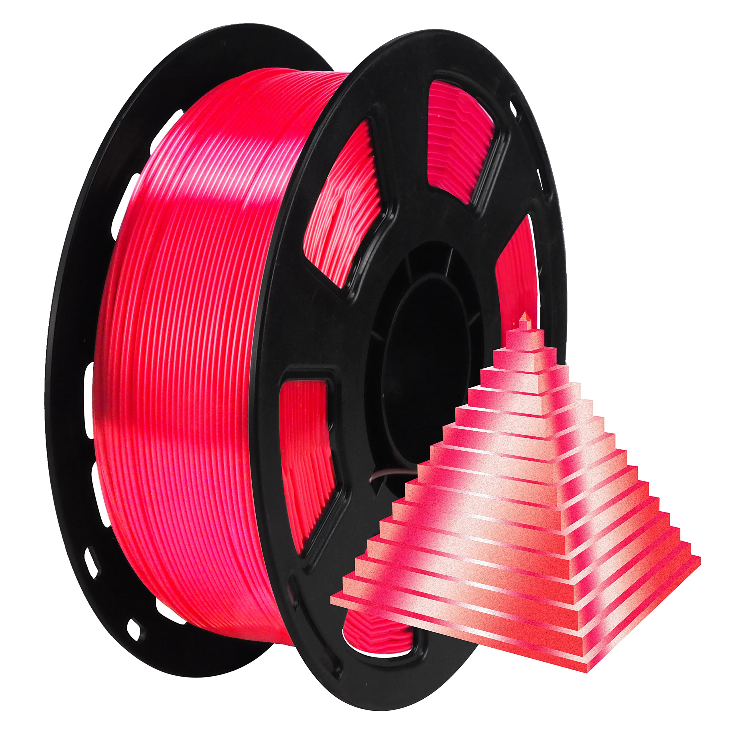 Silk Ruby Shiny Red PLA Filament, 1kg 2.2lbs 1.75mm 3D Printing Material, Widely Support for FDM 3D Printer, Easy to Print by BB