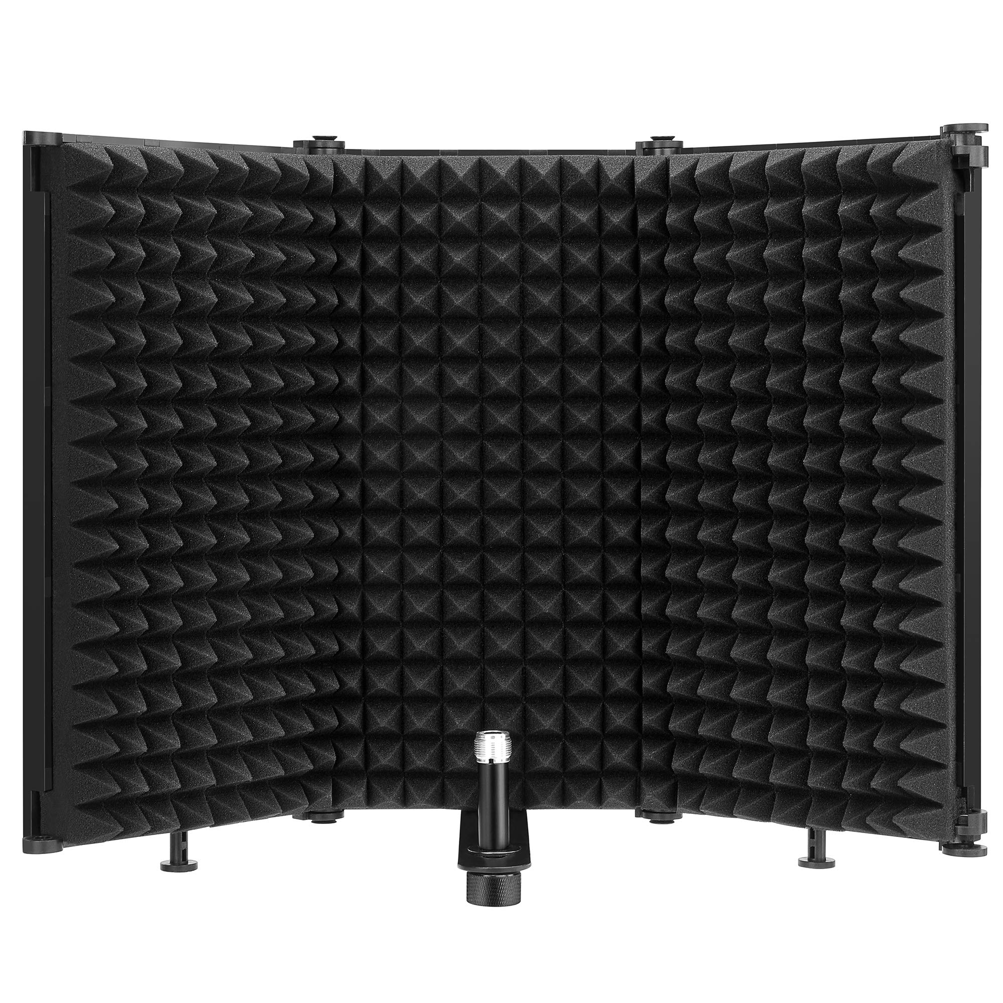 Moukey Microphone Isolation Shield, Foldable Mic Shield with Triple Sound Insulation, Reflection Filter with 3/8 and 5/8 Mic Thr