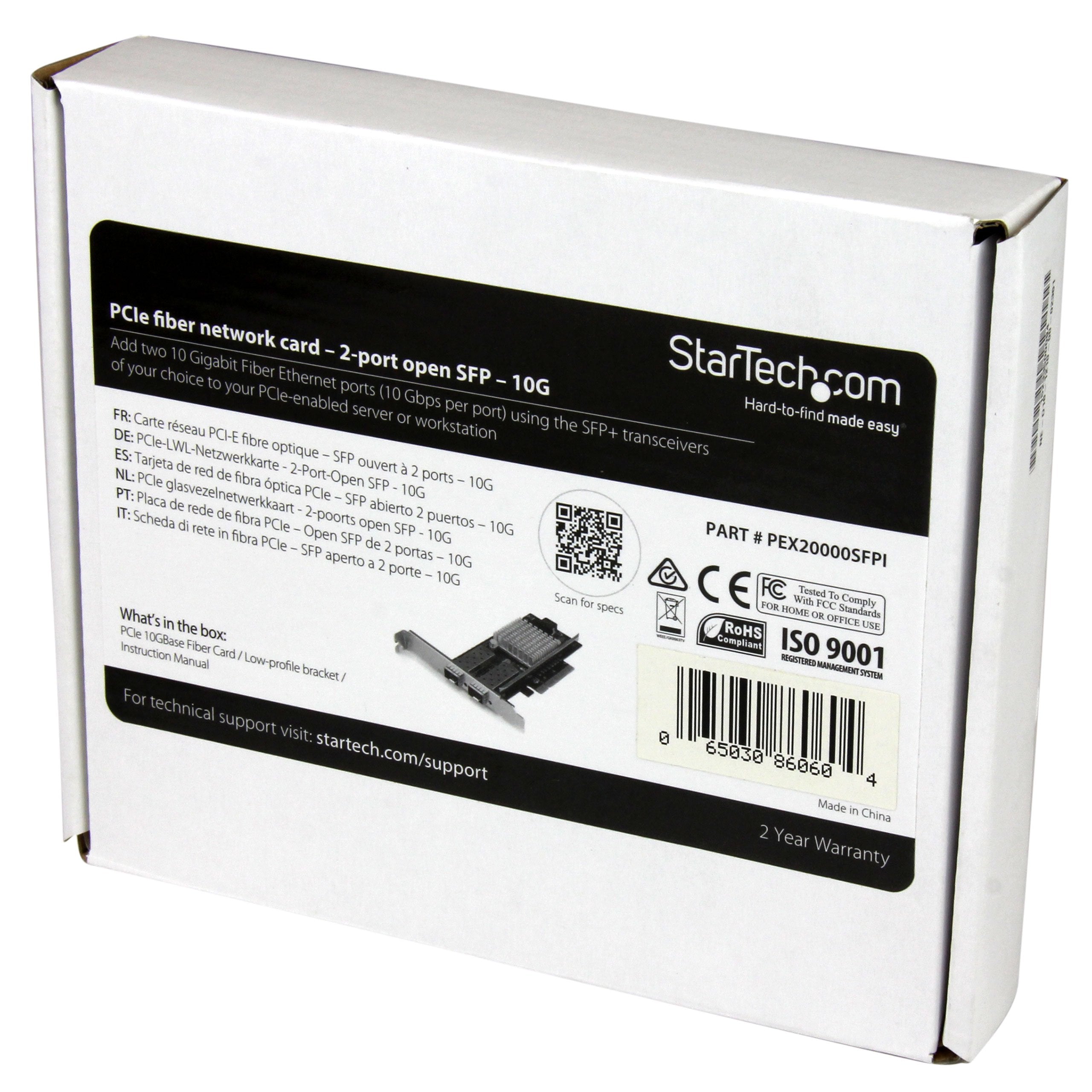 Startech.Com 10G Network Card   2X 10G Open Sfp+ Multimode Lc Fiber Connector   Intel 82599 Chip   Gigabit Ethernet Card (Pex200