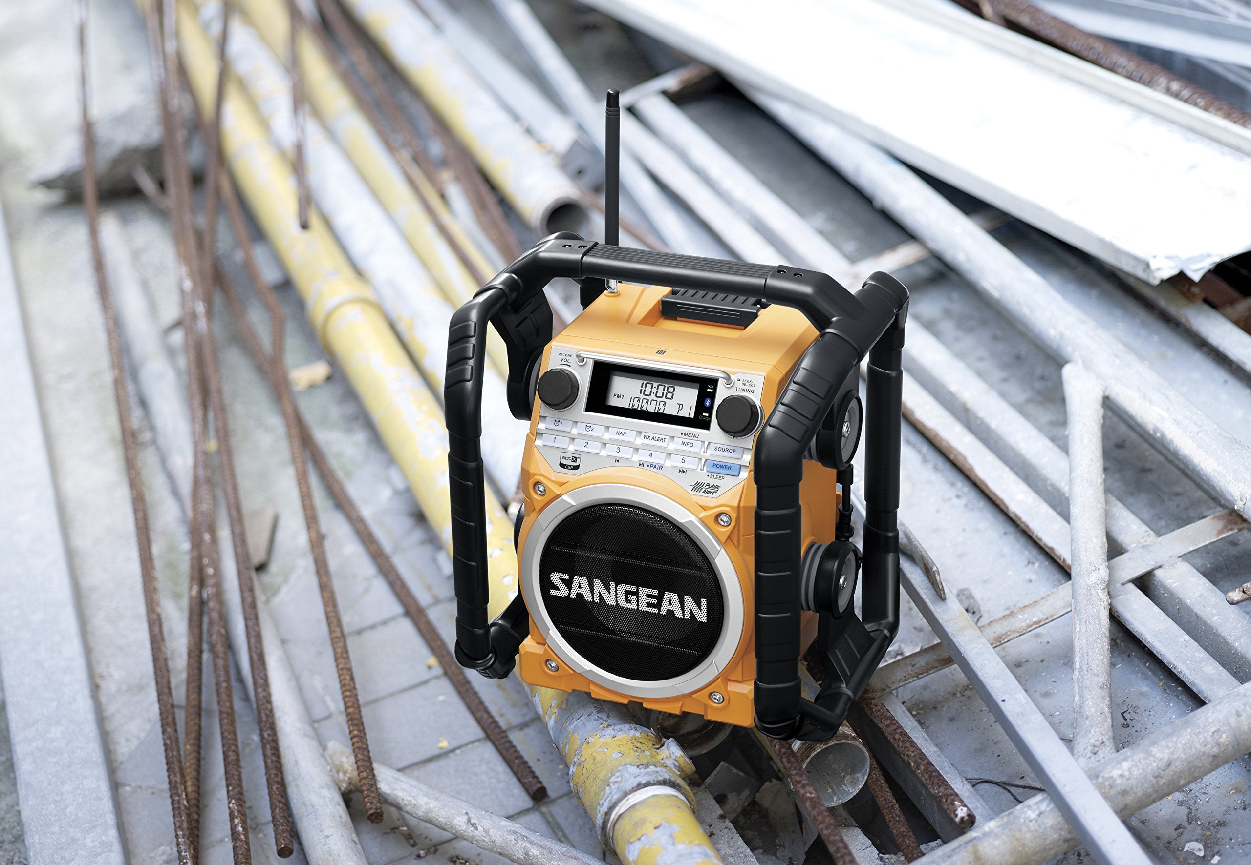 Sangean U4 Am/Fm-Rbds/Weather Alert/Bluetooth/Aux-In Ultra Rugged Rechargeable Digital Tuning Radio Yellow