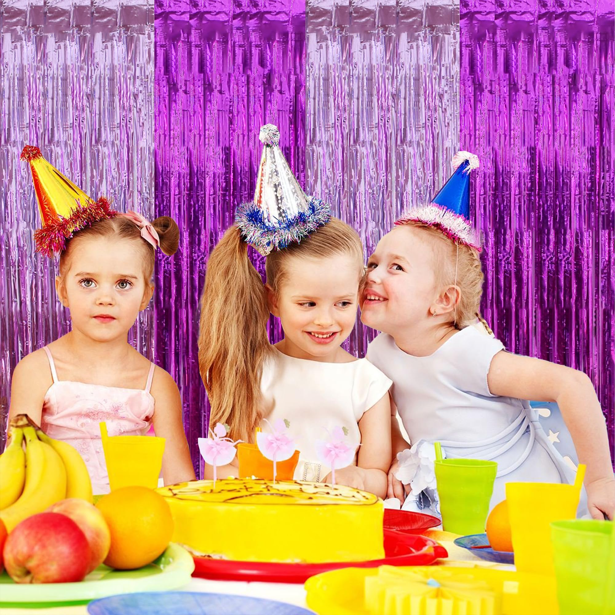 Beishida 2Pcs Hot Pink Pink Door Streamer Hot Pink Backdrop Foil Fringe Tinsel Girls Hot Girls Curtains Backdrops For Birthday B