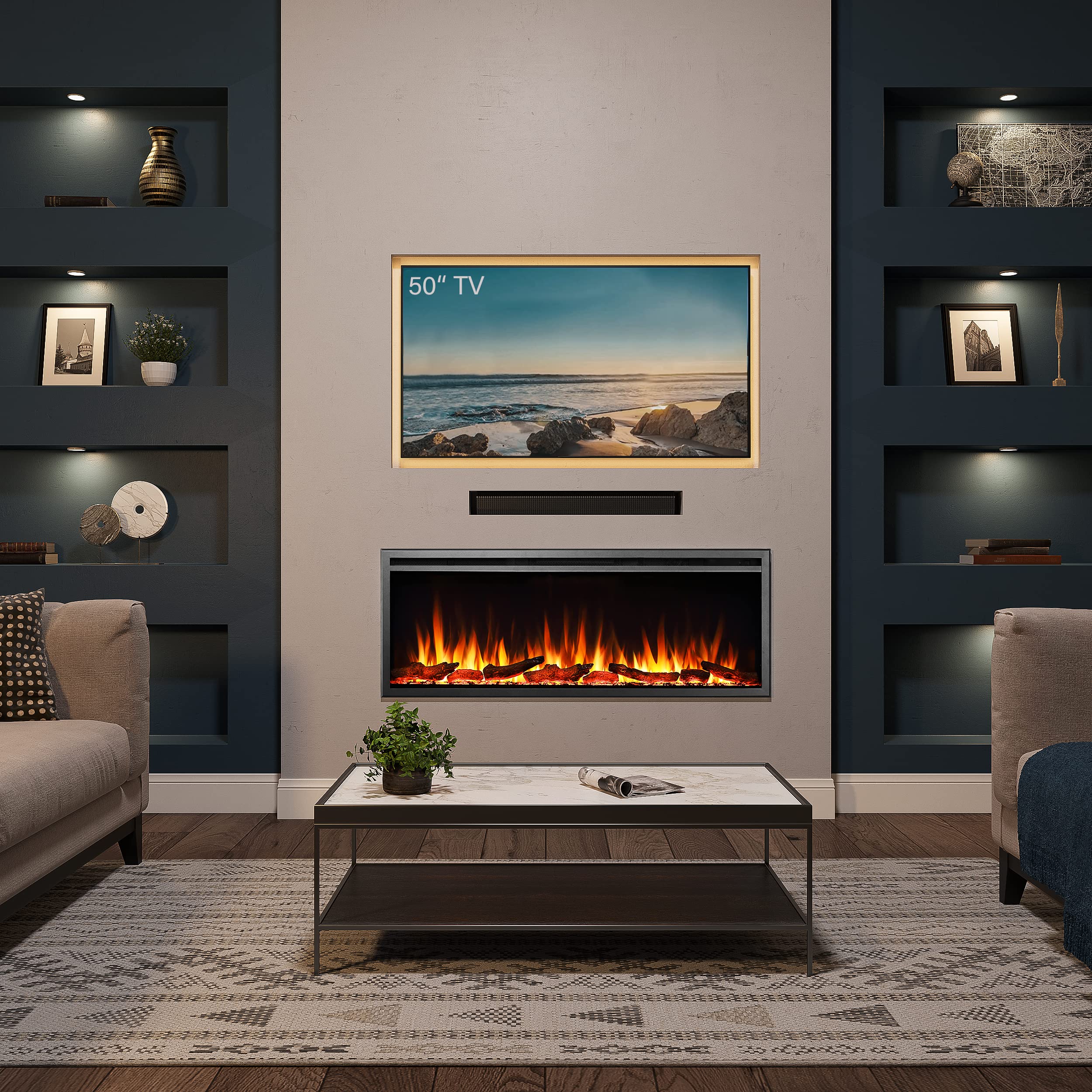 Legendflame 50'' W Austin In Wall Recessed & Wall Mounted Electric Fireplace (Ef287A)