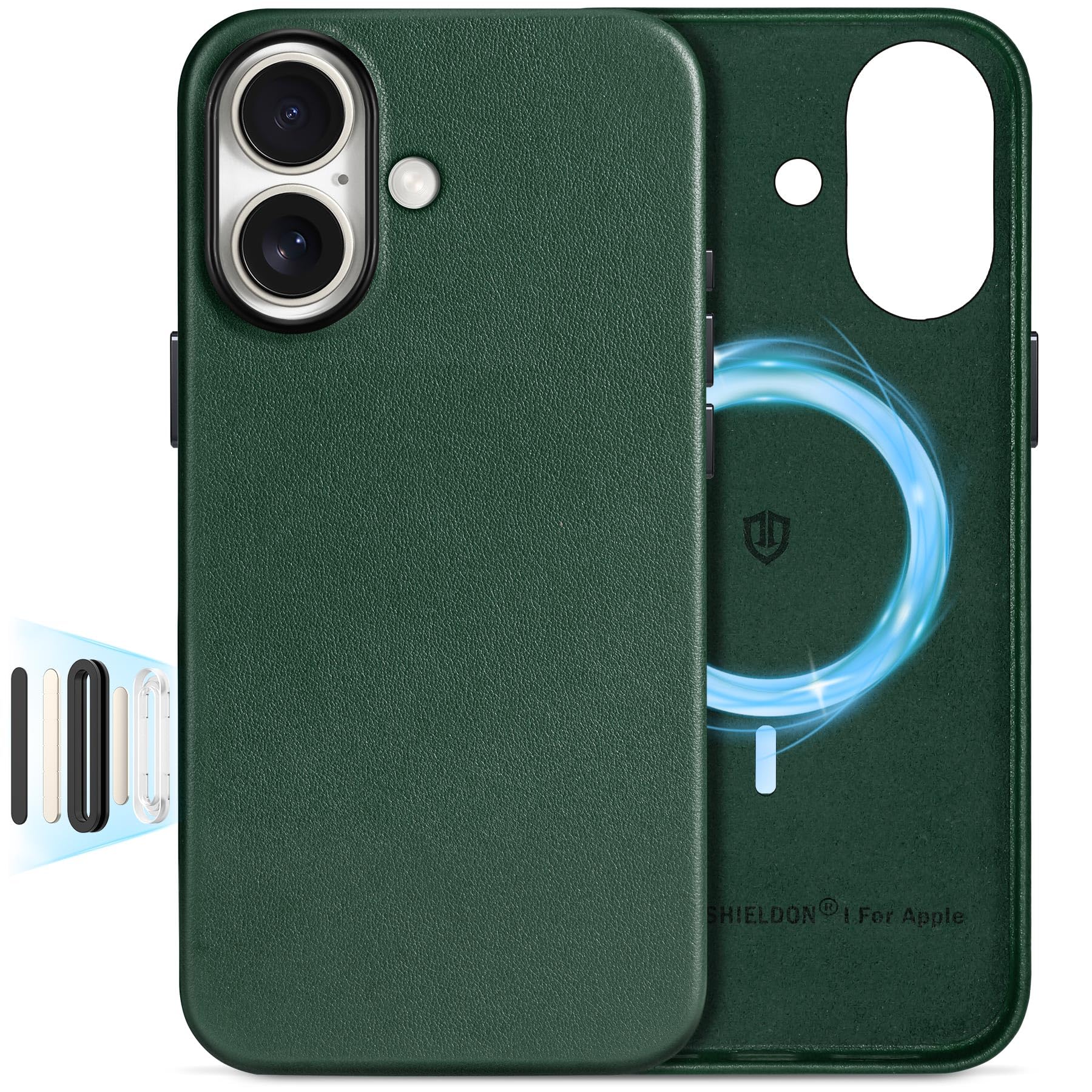 SHIELDON Genuine Leather Case for iPhone 16 6.1, [Camera Button Updated], Compatible with MagSafe, Magnetic Wireless Charging No