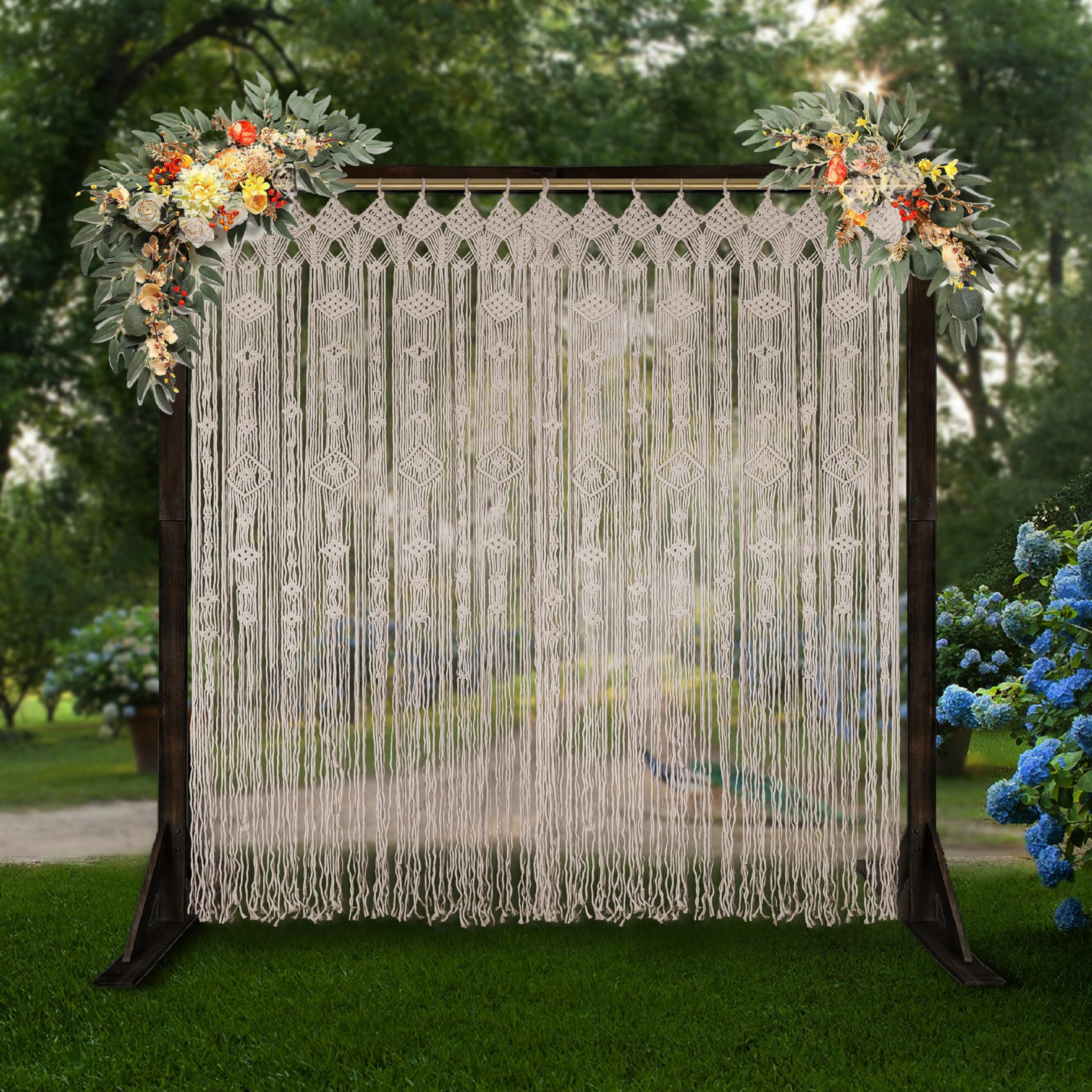 Transcosy Macrame Curtain Boho Doorway Curtains,Handmade String Backdrop Panel Hippie Door Hanging Wedding Decor Arch Curtain Ro