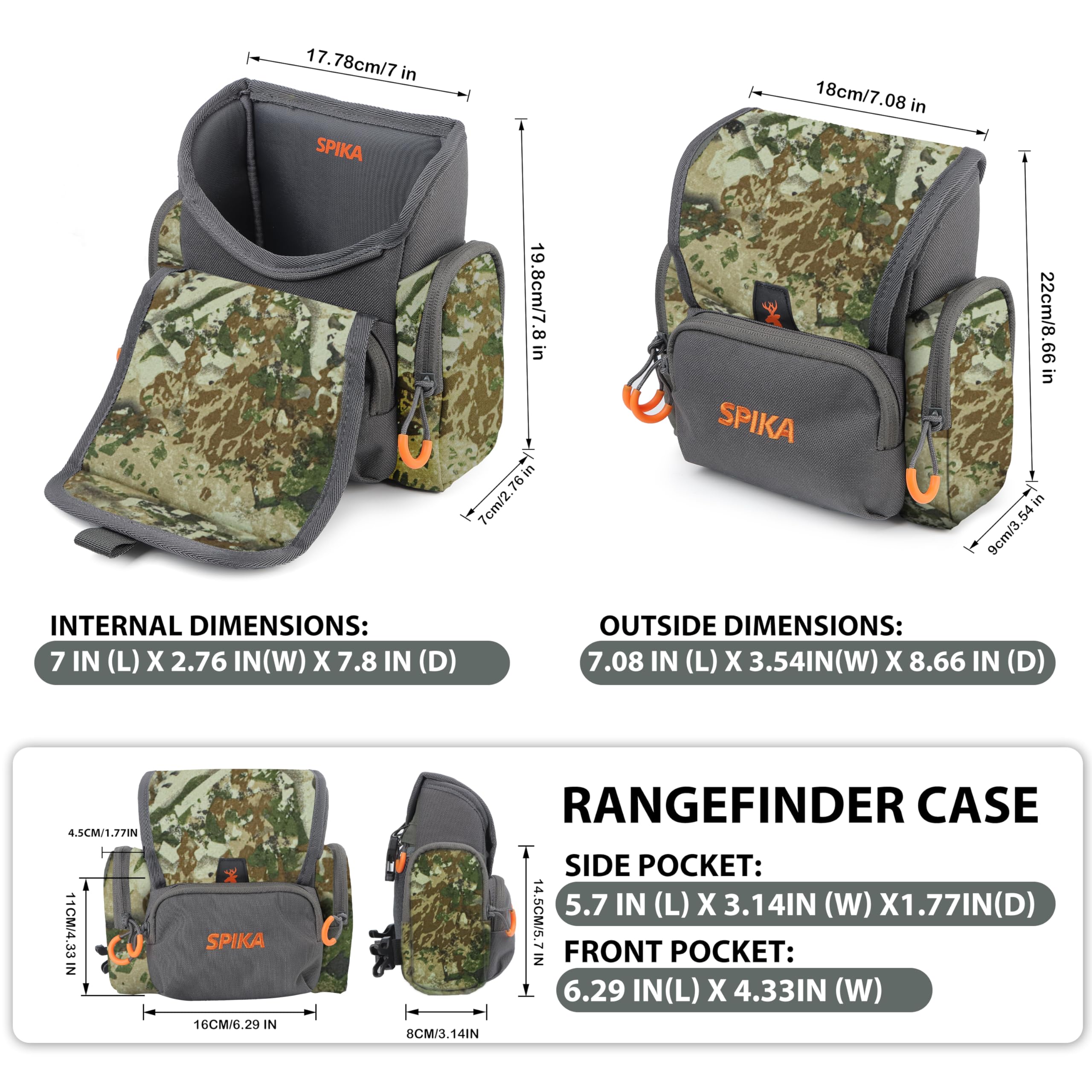 Spika Binocular Harness Chest Pack, Camo Bino Case With Rangefinder Waterproof Pouch For Hunting