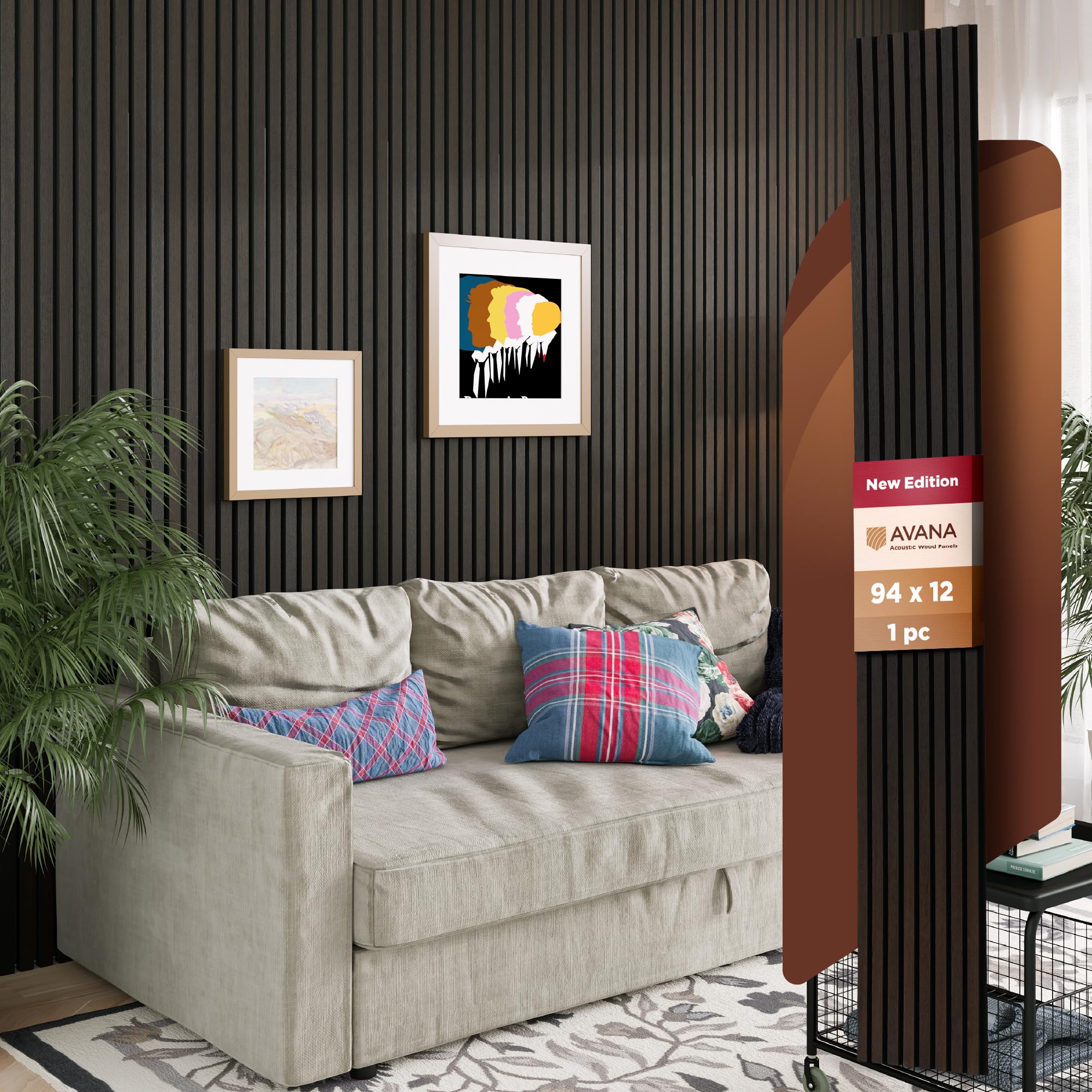 Avana Modern Acoustic Wood Wall Panels   94.4 X 12.6 Inch Smoke Oak Acoustic Panels 1 Pc   Wall Panels For Interior Wall Decor F