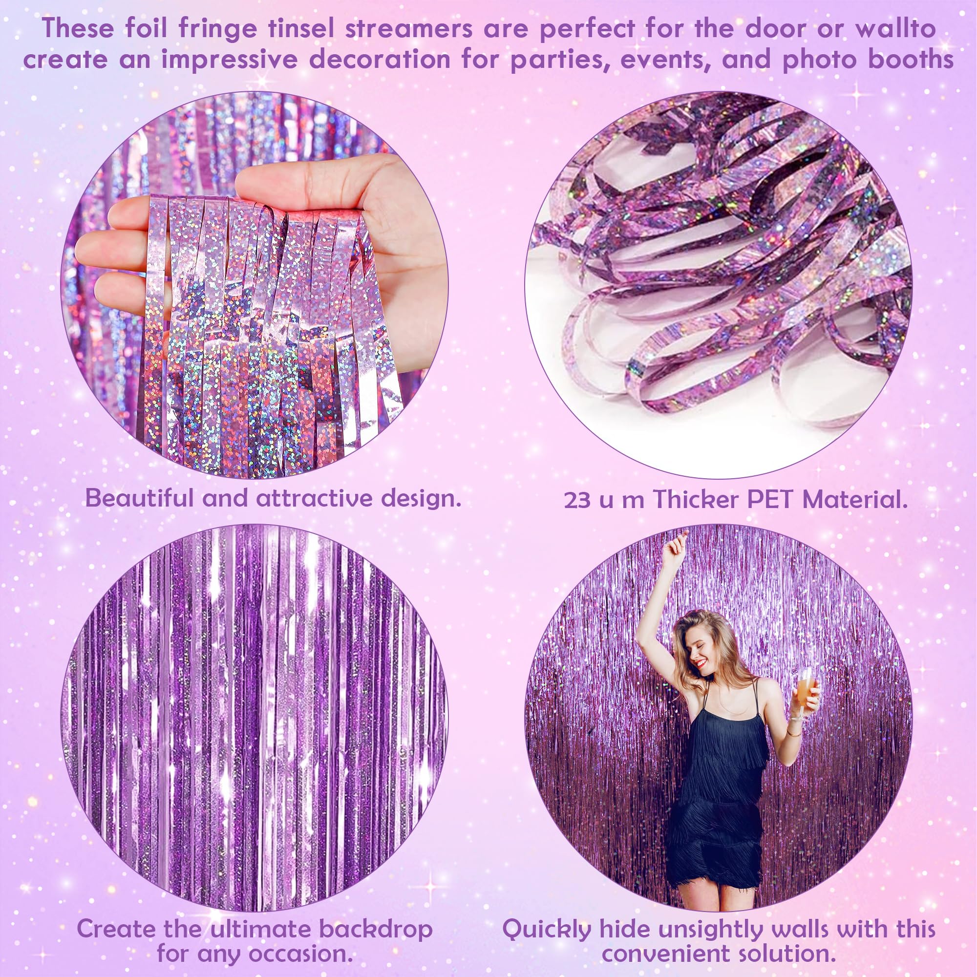 Pink Tinsel Curtain Party Backdrop Streamers  Taylor Birthday Decorations | Birthday Decorations For Girls | Princess Birthday P