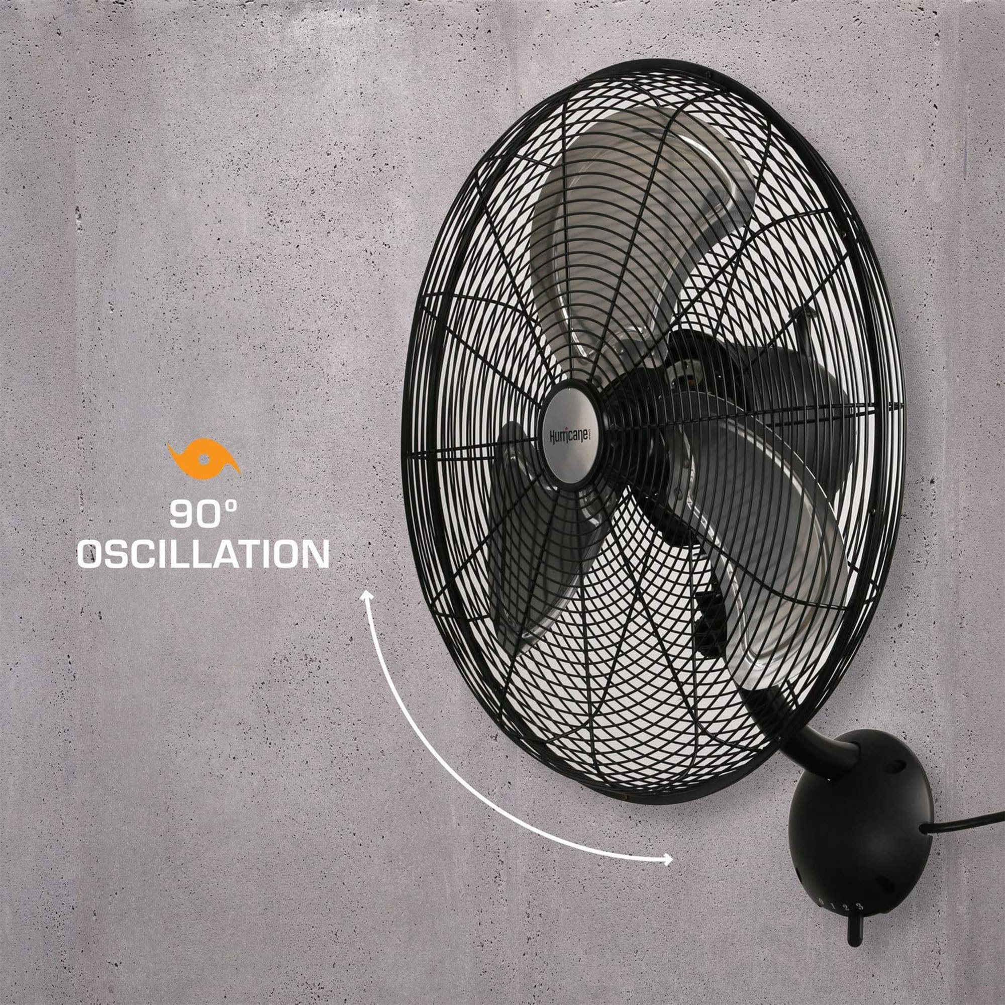 Hurricane Oscillating Wall Mount Fan, 3 Speed Indoor Cooling, Pro Series, 20''