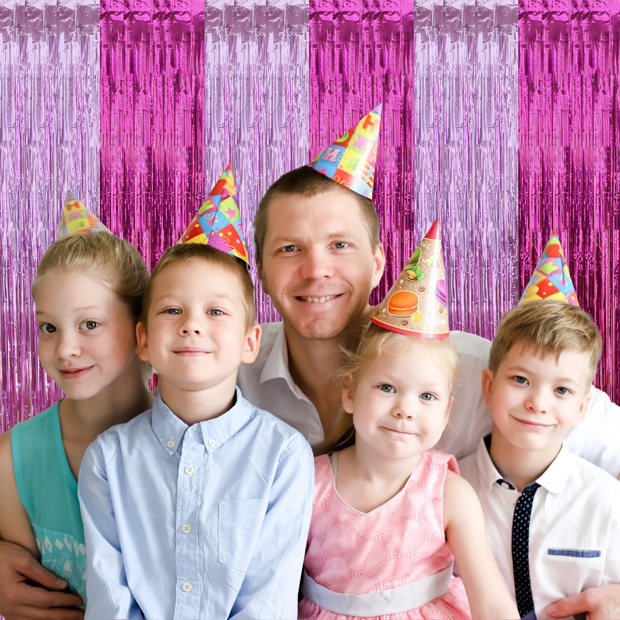 Beishida 3Pcs Hot Pink Door Streamer Colorful Hot Pink Colour Scheme Backdrop Foil Fringe Tinsel Curtains Hot Girls Mean Girls B