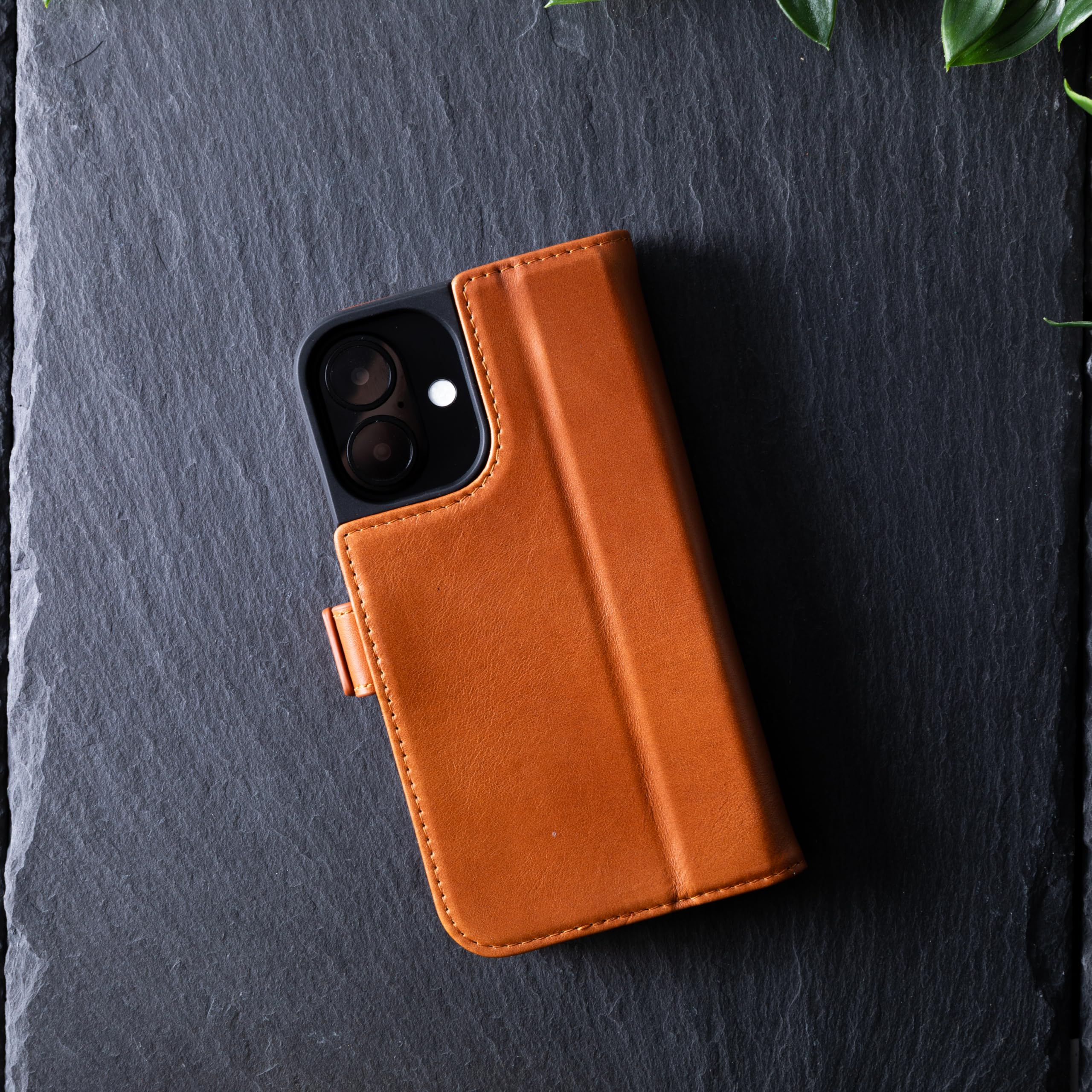 Snakehive Leather Wallet For Iphone 16 - Real Leather Wallet Phone Case - Genuine Leather With Viewing Stand And 4 Card Holder -