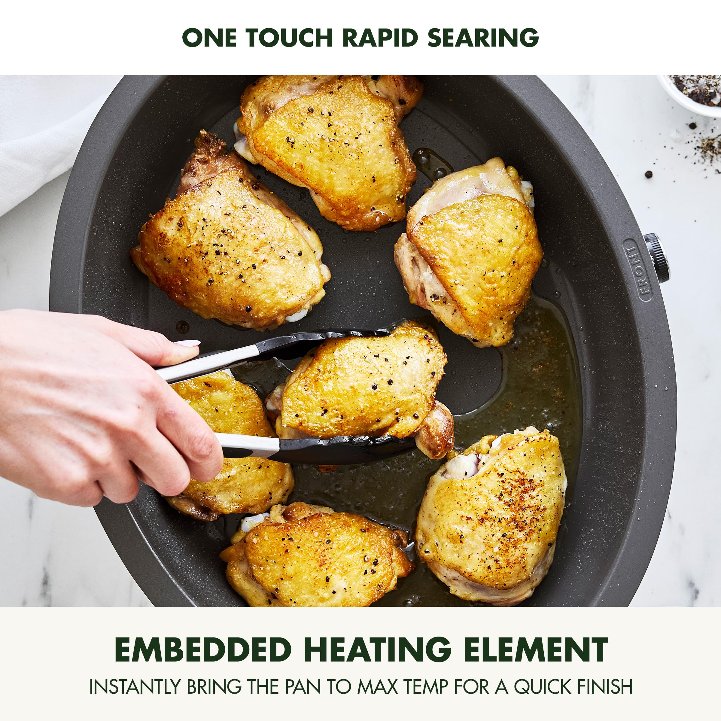 Greenpan Elite 5.5Qt Electric Oval Skillet, Pfas Free Ceramic Nonstick, 1800 Watt, Dishwasher Safe Lid & Removable Crock, Adjust