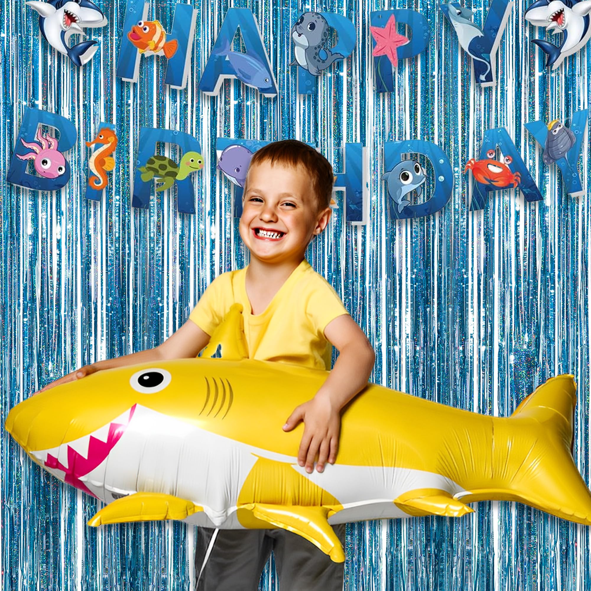 Blue Tinsel Curtain Party Backdrop   Greatril Foil Curtain Party Photo Streamers Backdrop For Frozen/Mermaid/Under Sea/Baby Part