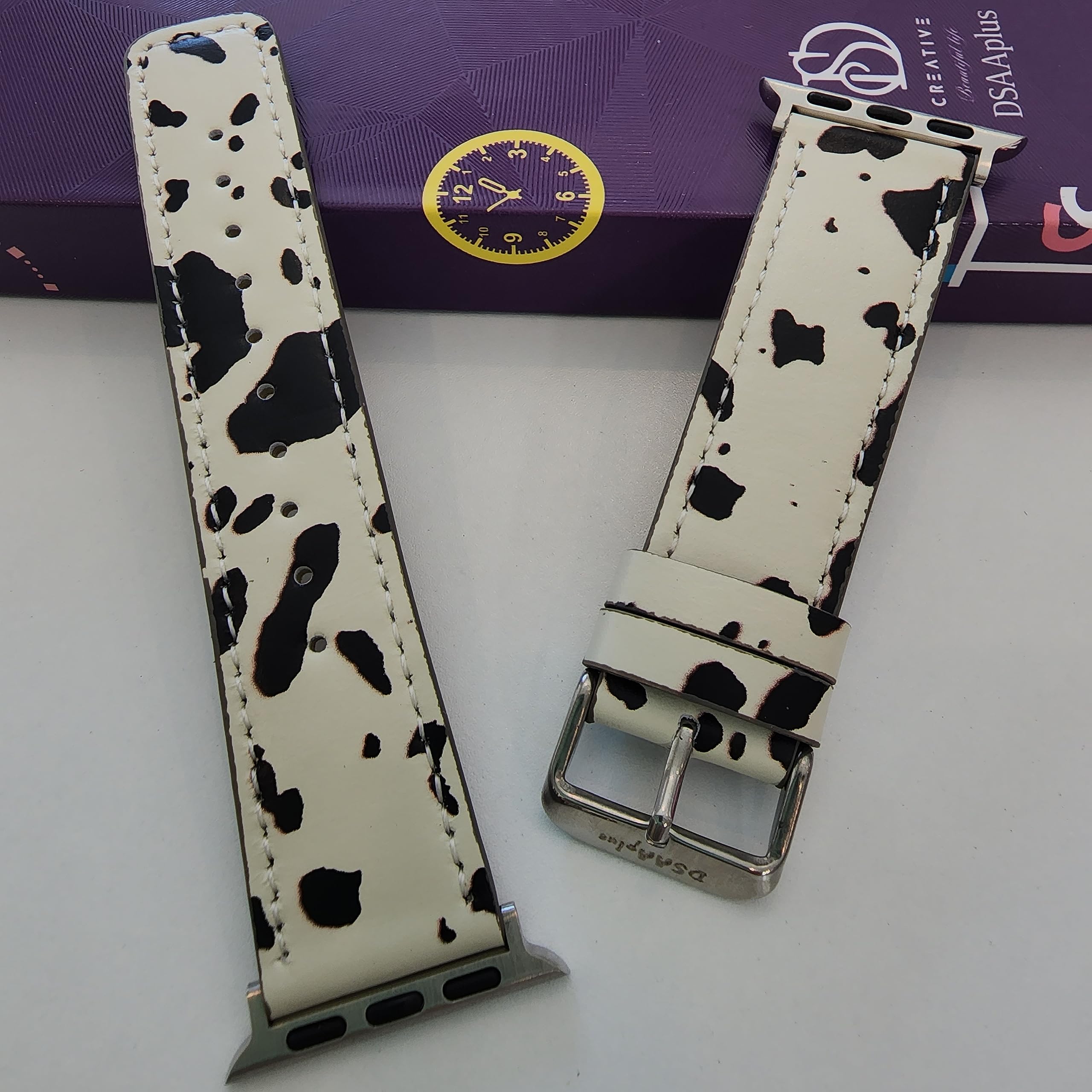 Dsaaplus Furry Cow Leather Band For Apple Watch Band 38Mm 40Mm 41Mm 42Mm 44Mm 45Mm 49Mm, Ultra2 1 Replacement Iwatch Strap~(42/4