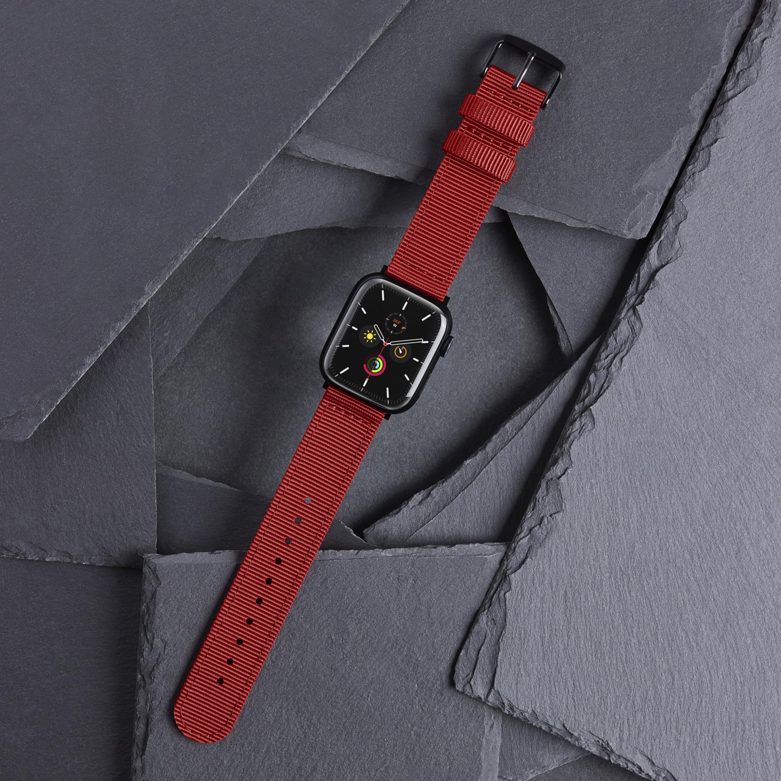 Archer Watch Straps - Premium Nylon Straps For Apple Watch (Red, Black, 40/41/42Mm)